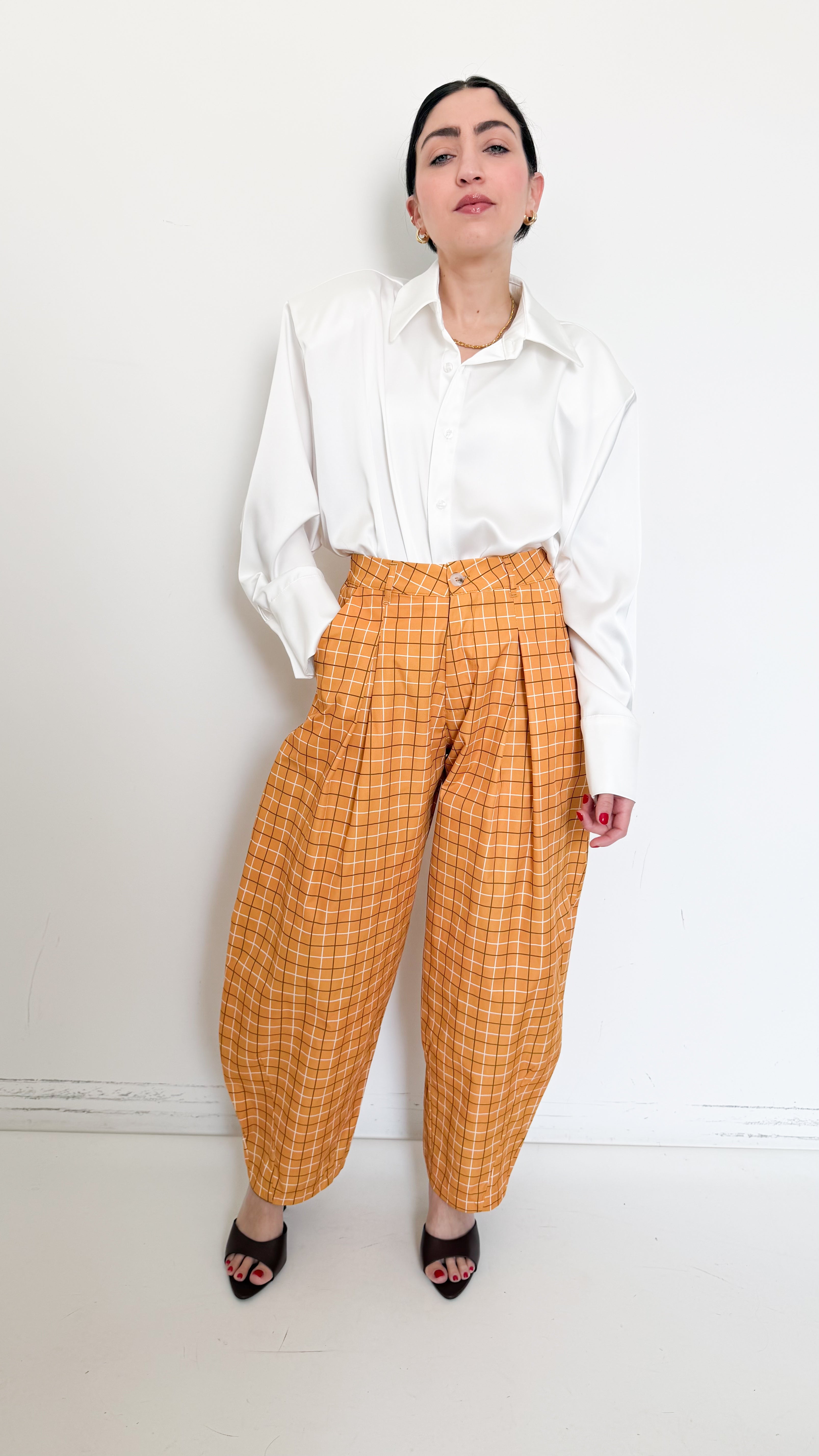 Pantaloni Balloon A Fantasia Senape