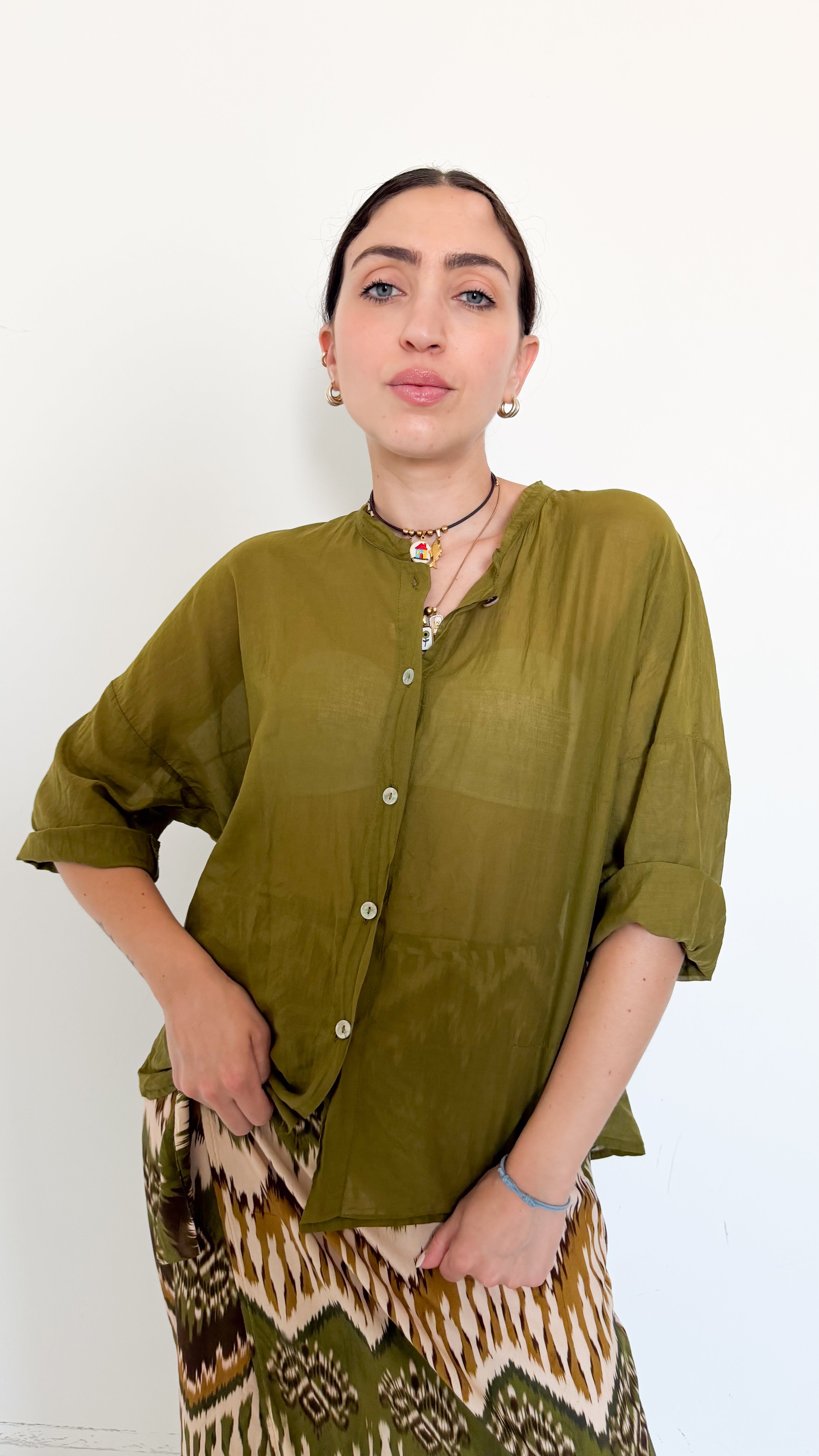 Camicia In Mussola Verde