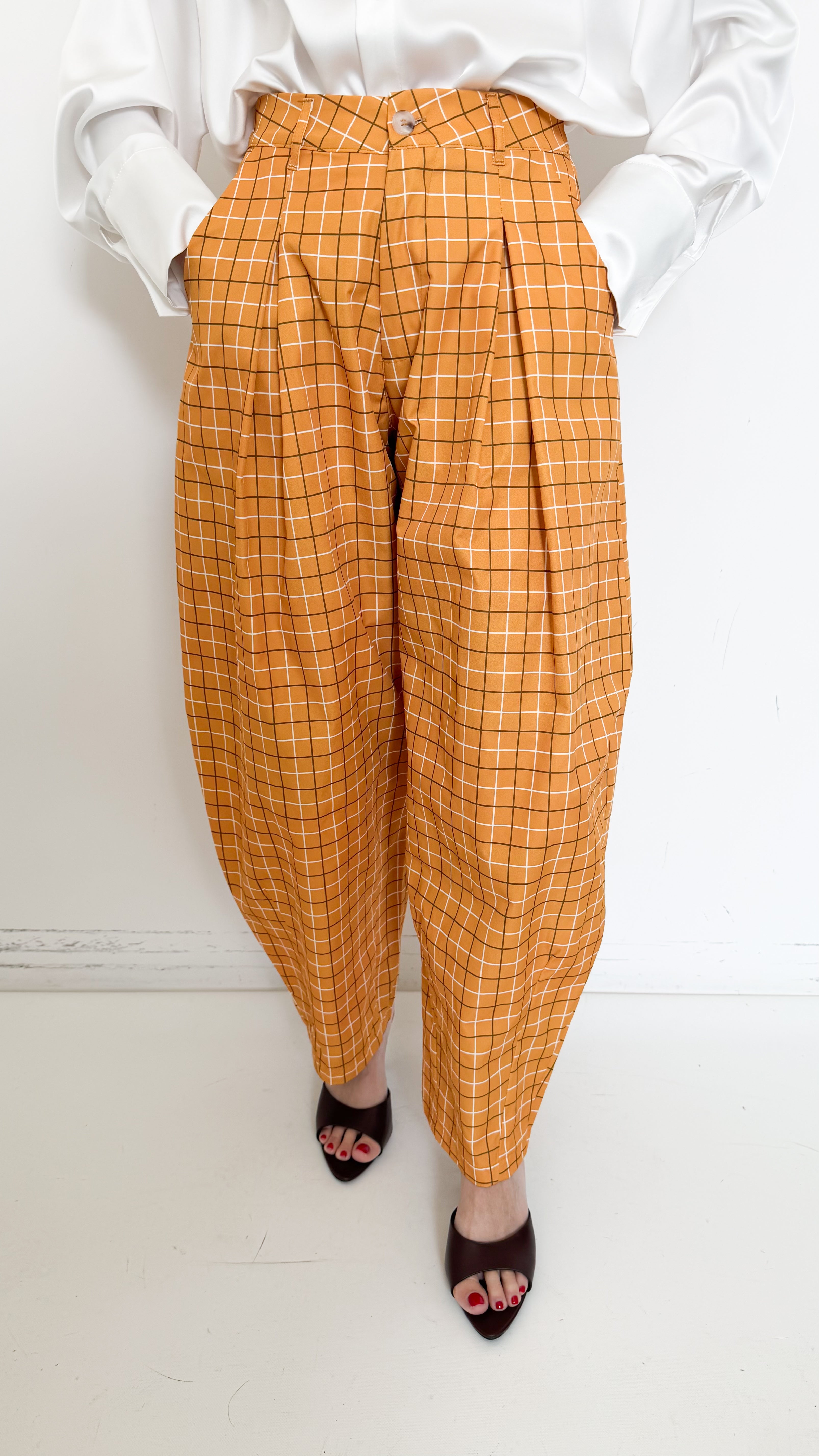 Pantaloni Balloon A Fantasia Senape