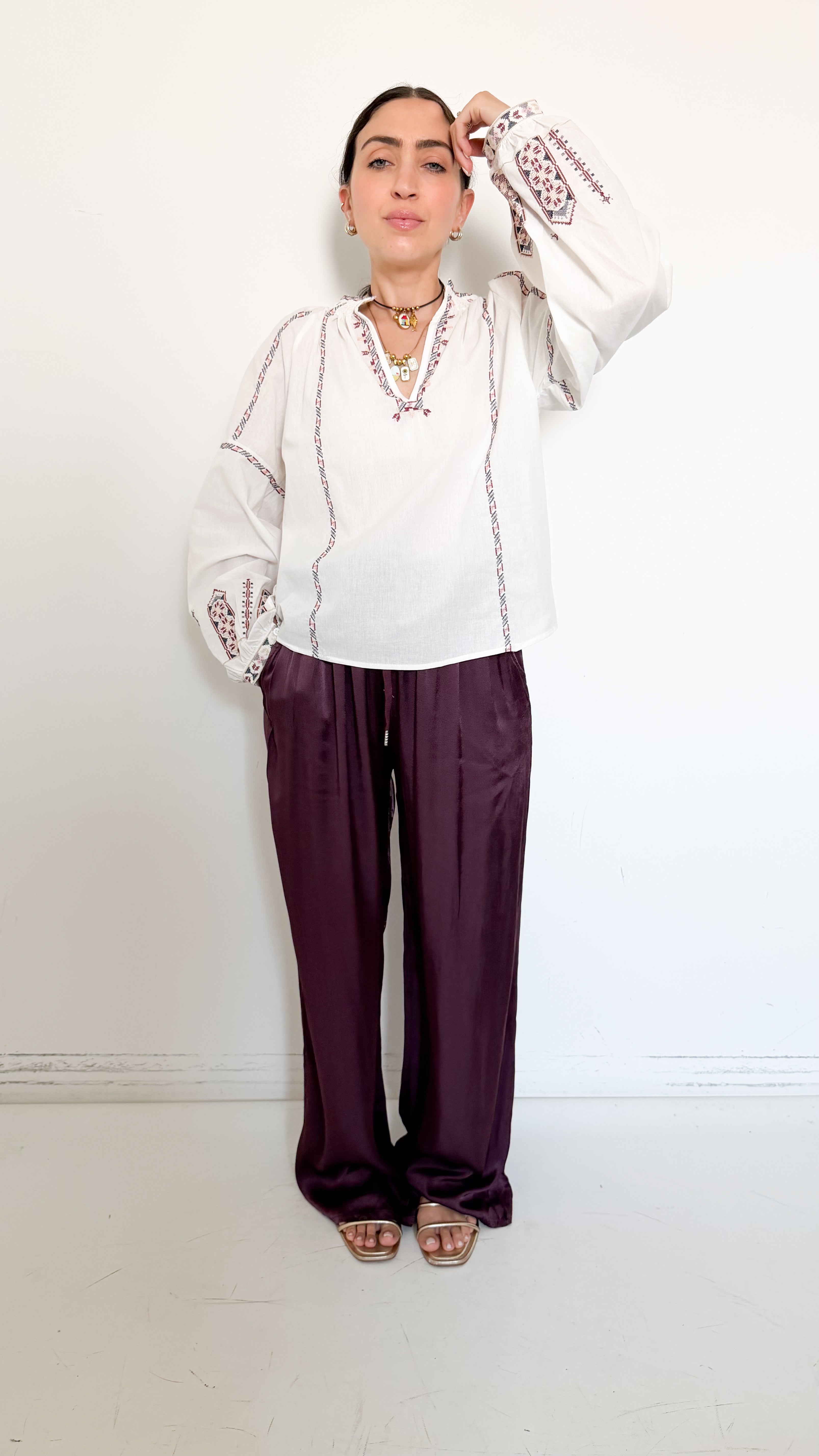 Pantaloni Borgogna In Satin