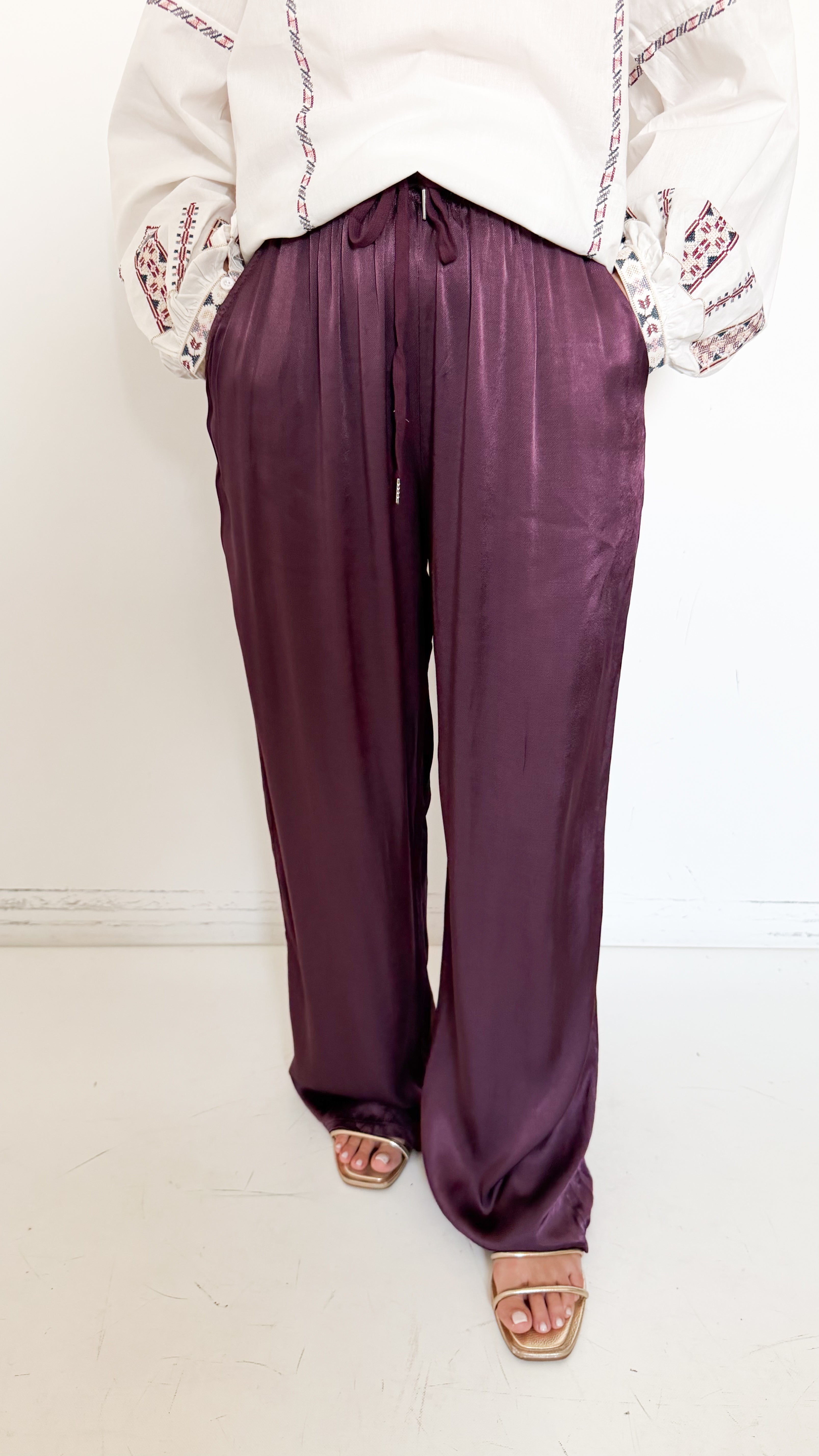 Pantaloni Borgogna In Satin