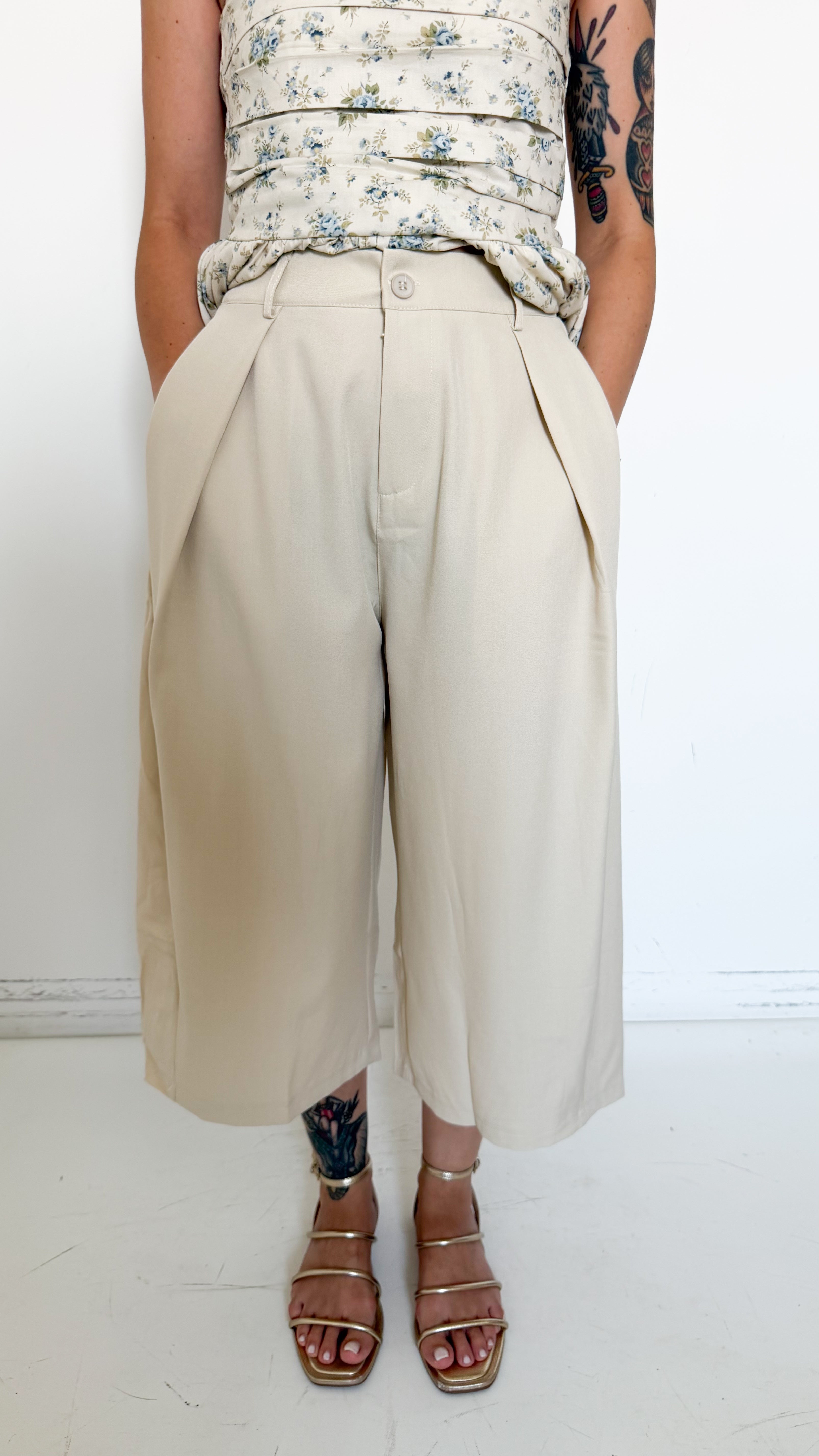 Bermuda Beige Con Pinces