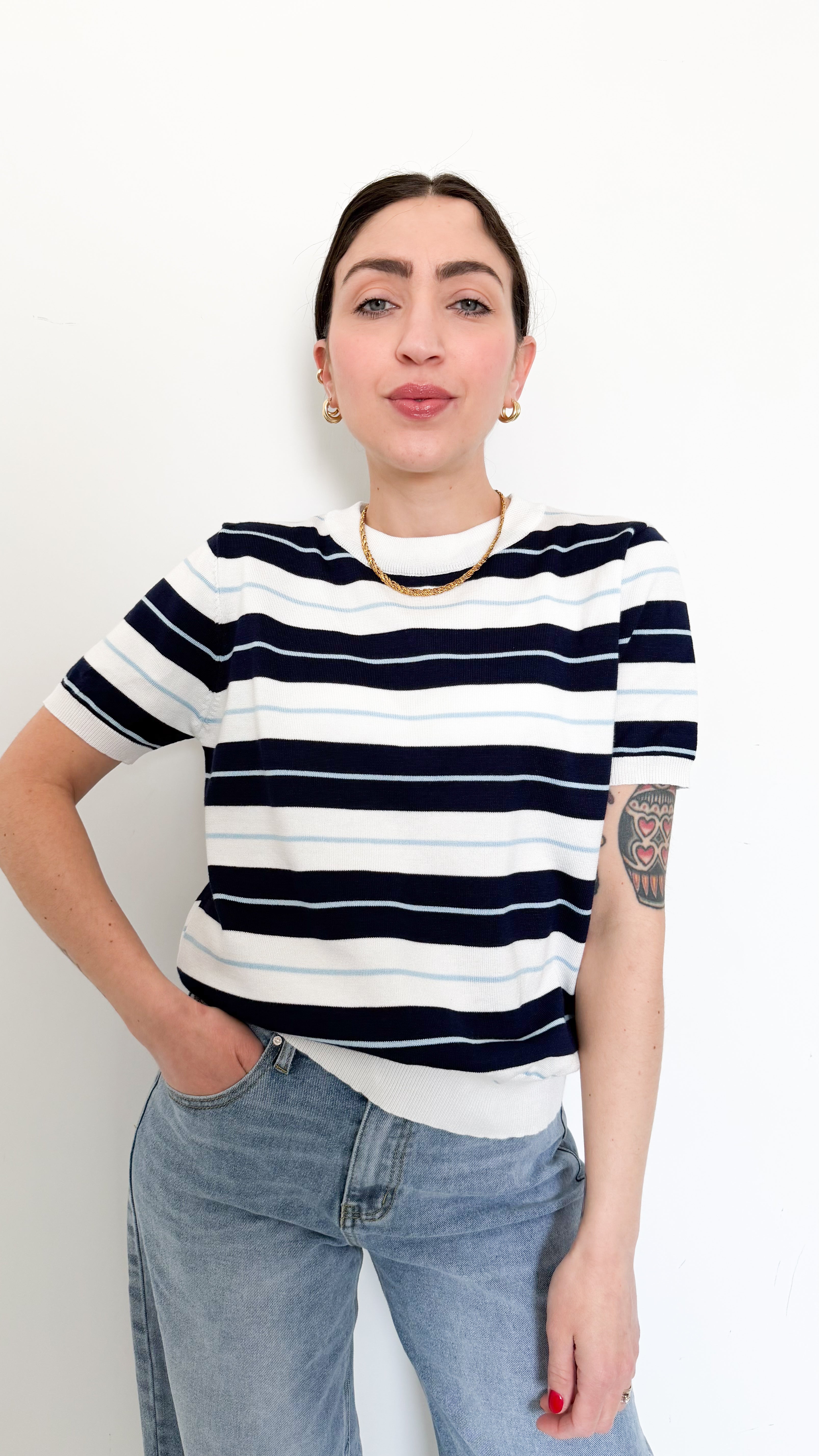 Maglia Bianca A Righe