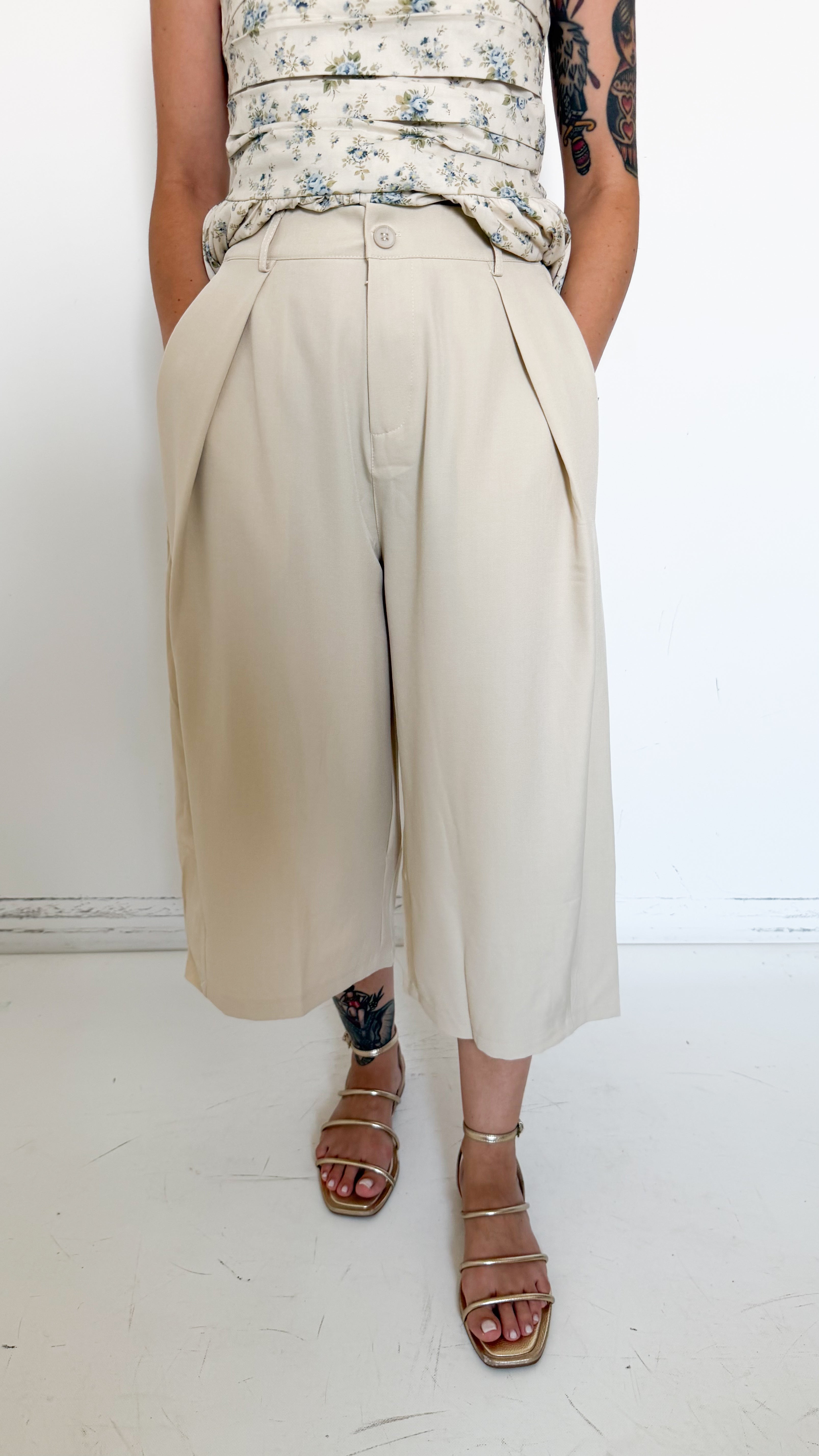 Bermuda Beige Con Pinces
