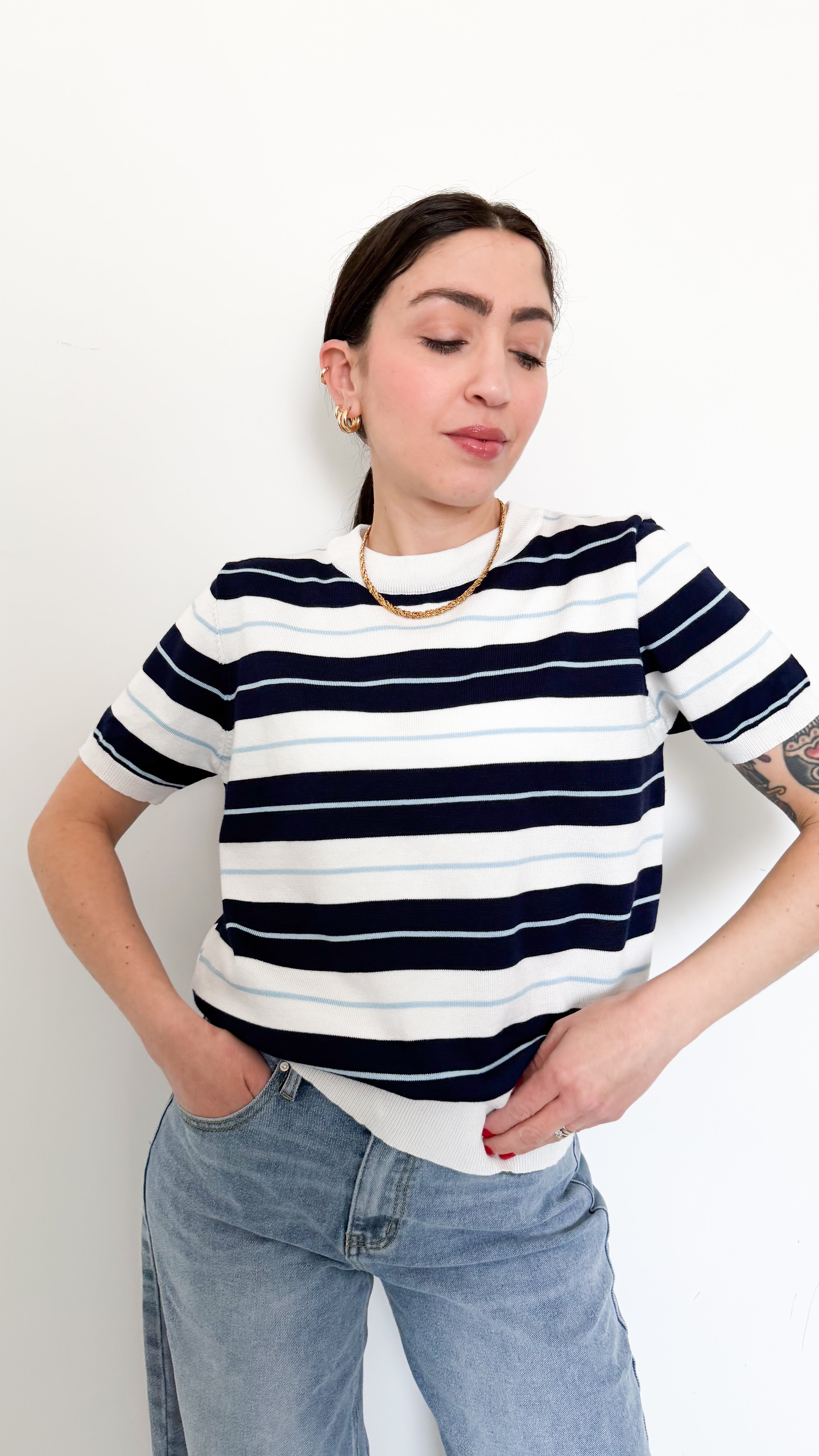 Maglia Bianca A Righe