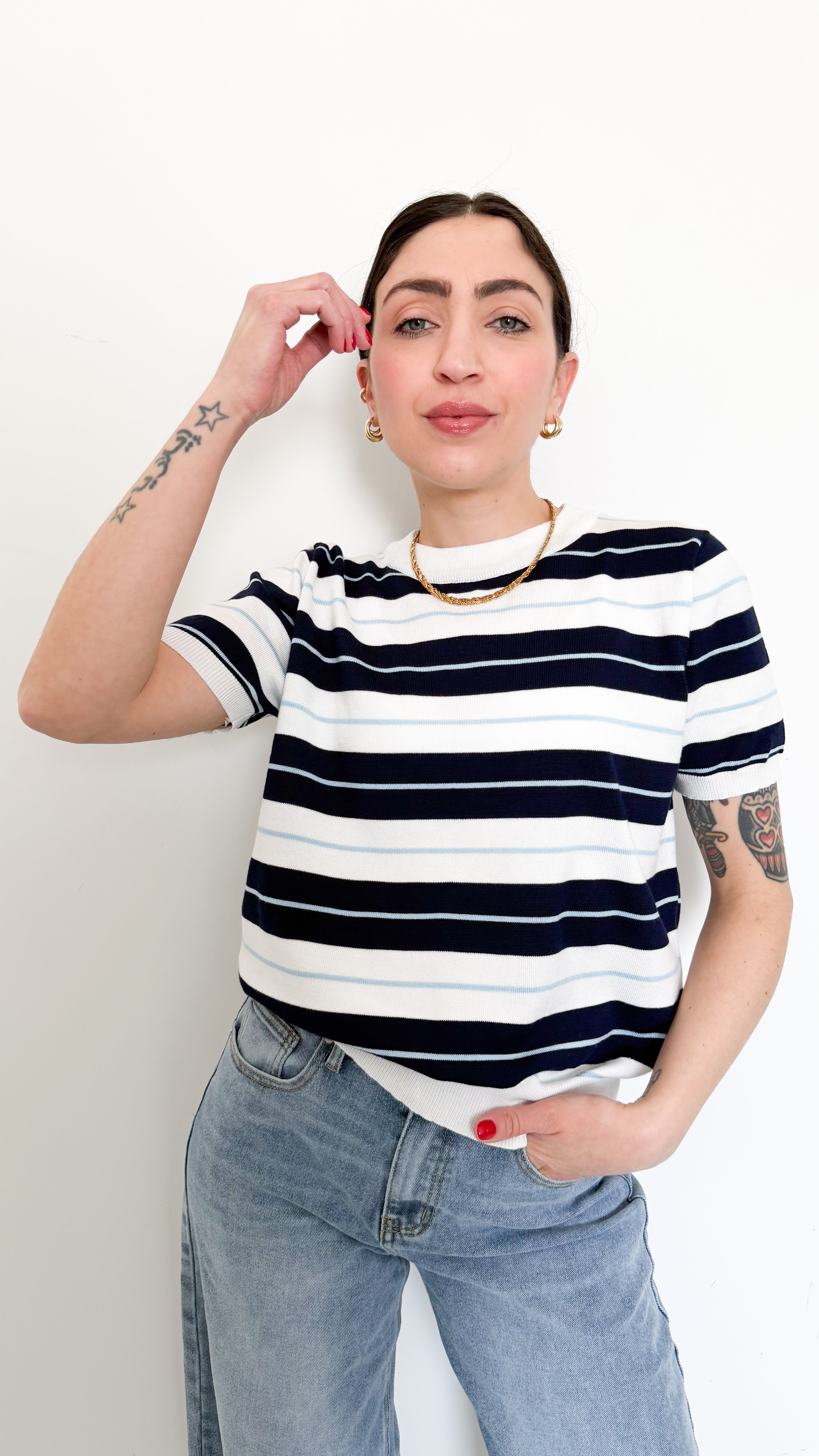 Maglia Bianca A Righe