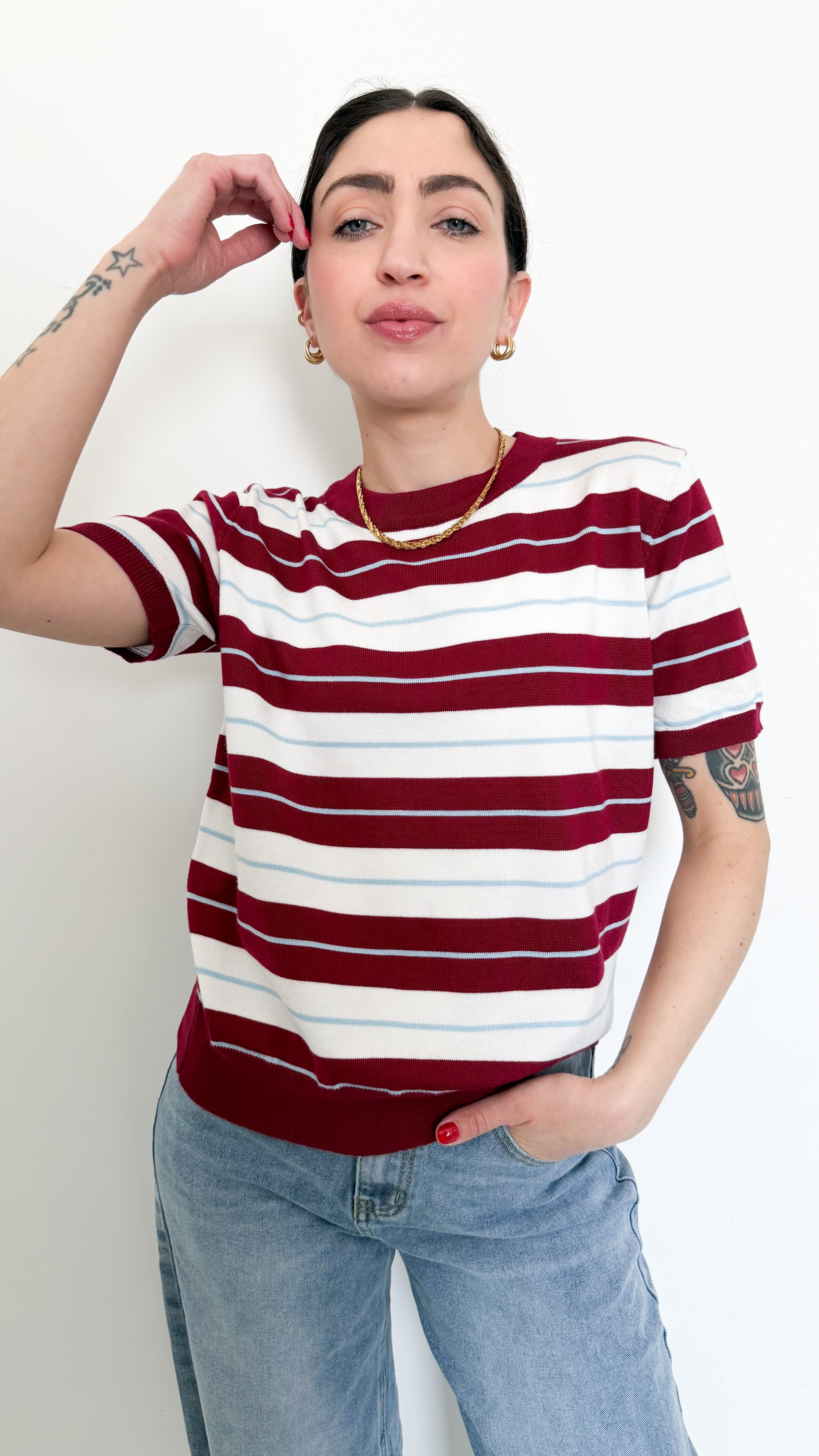 Maglia Bordeaux A Righe