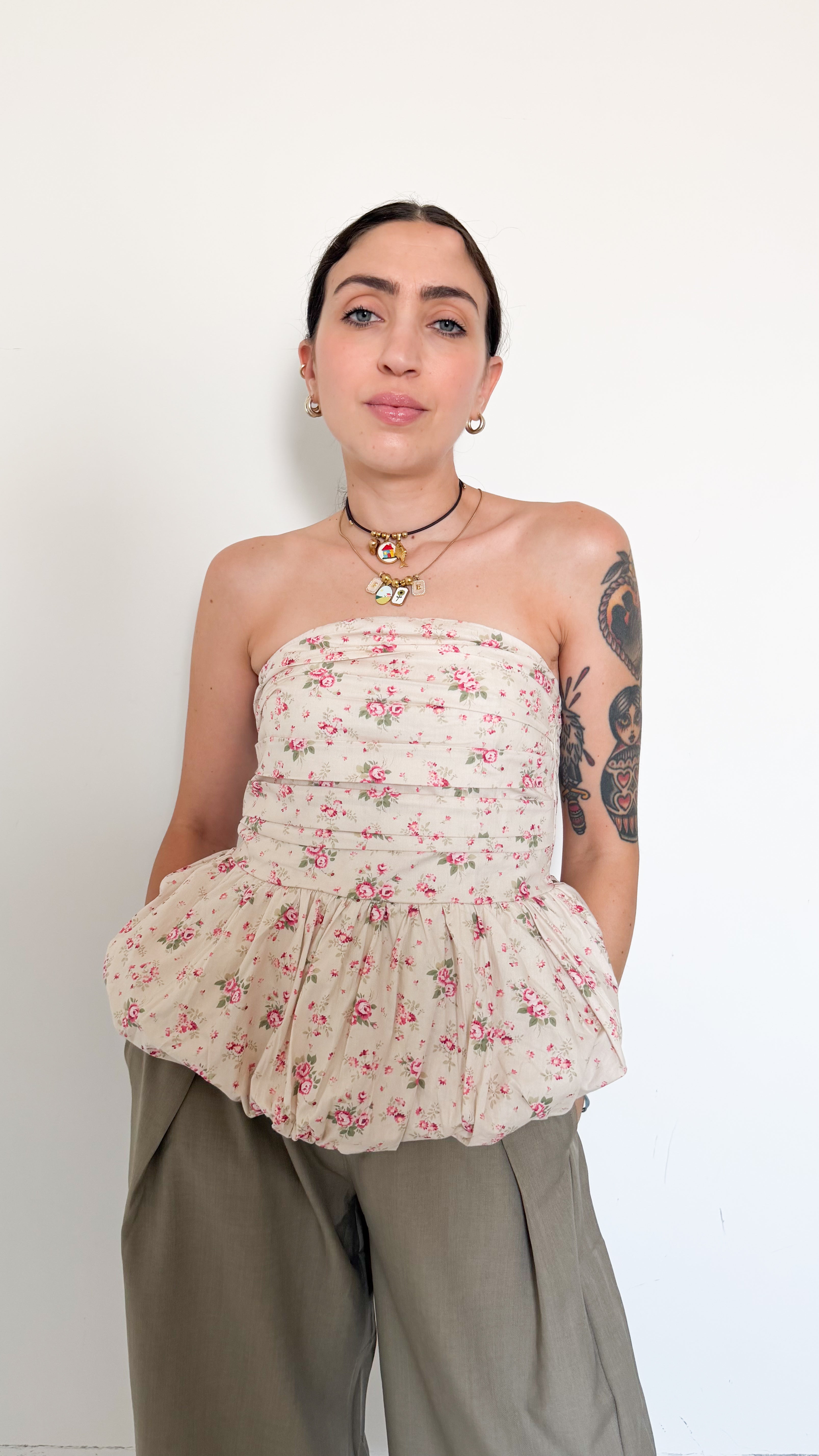 Top A Fiori Rosa
