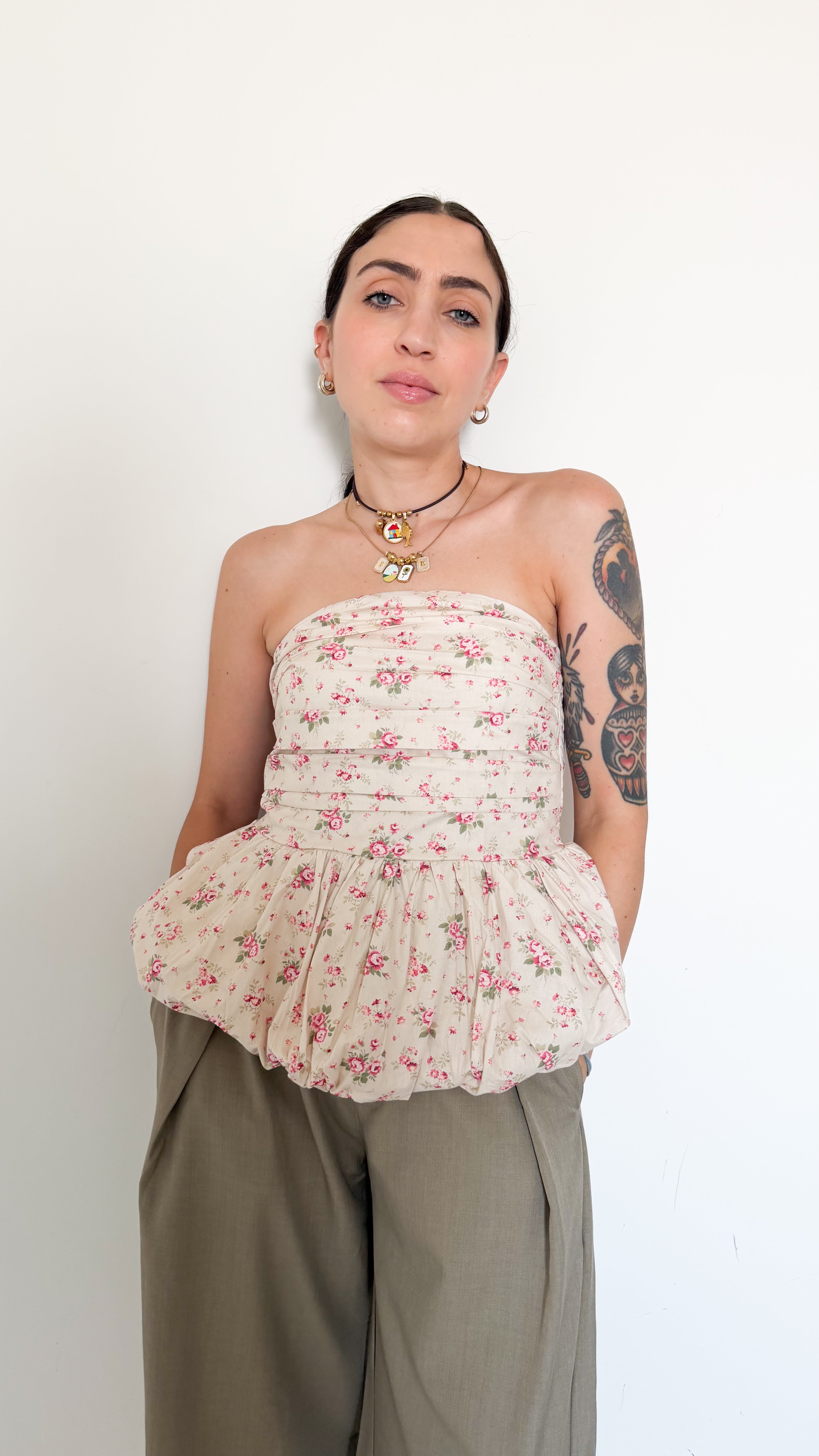 Top A Fiori Rosa