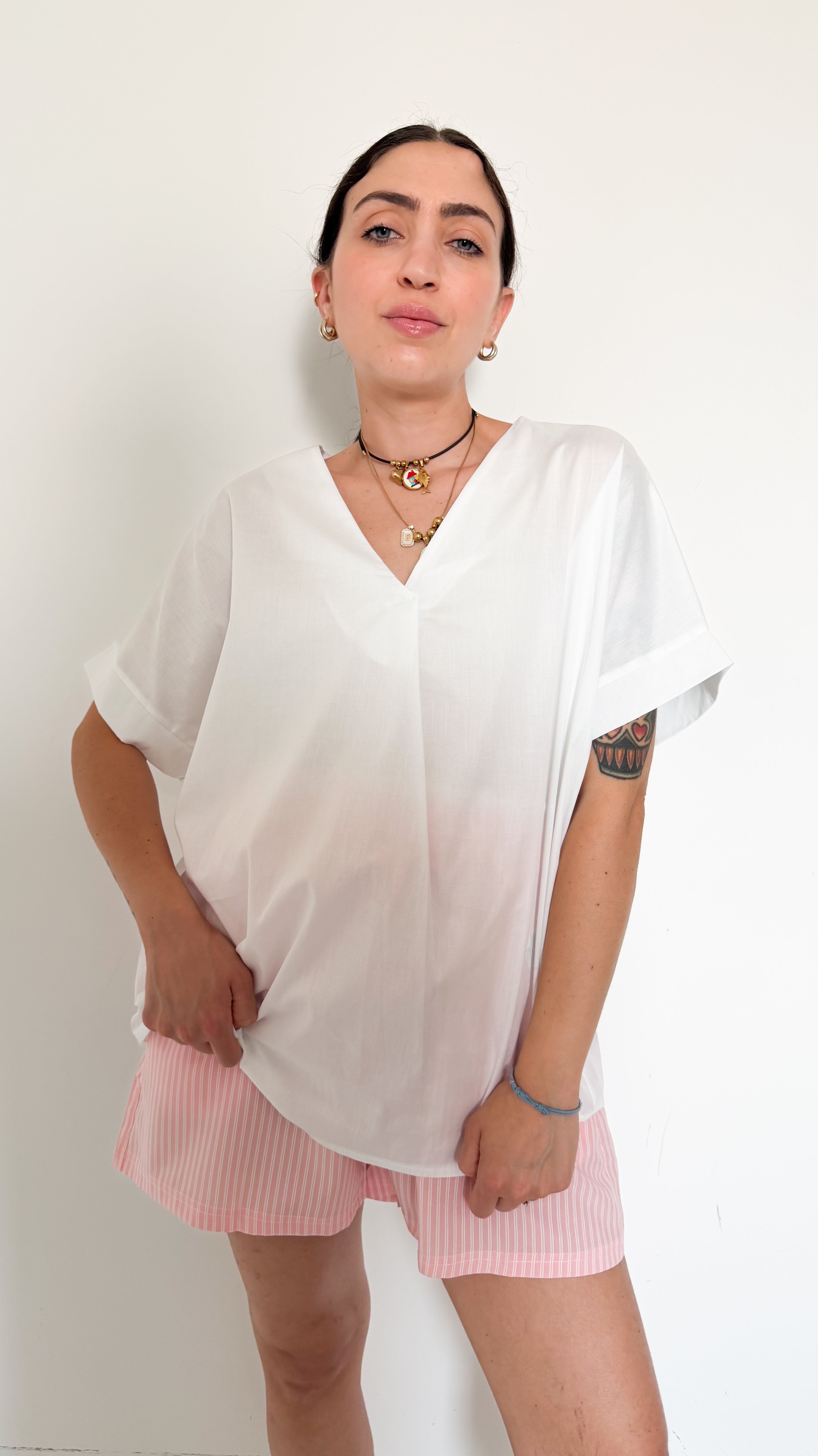 Maglia Bianca Scollo A V