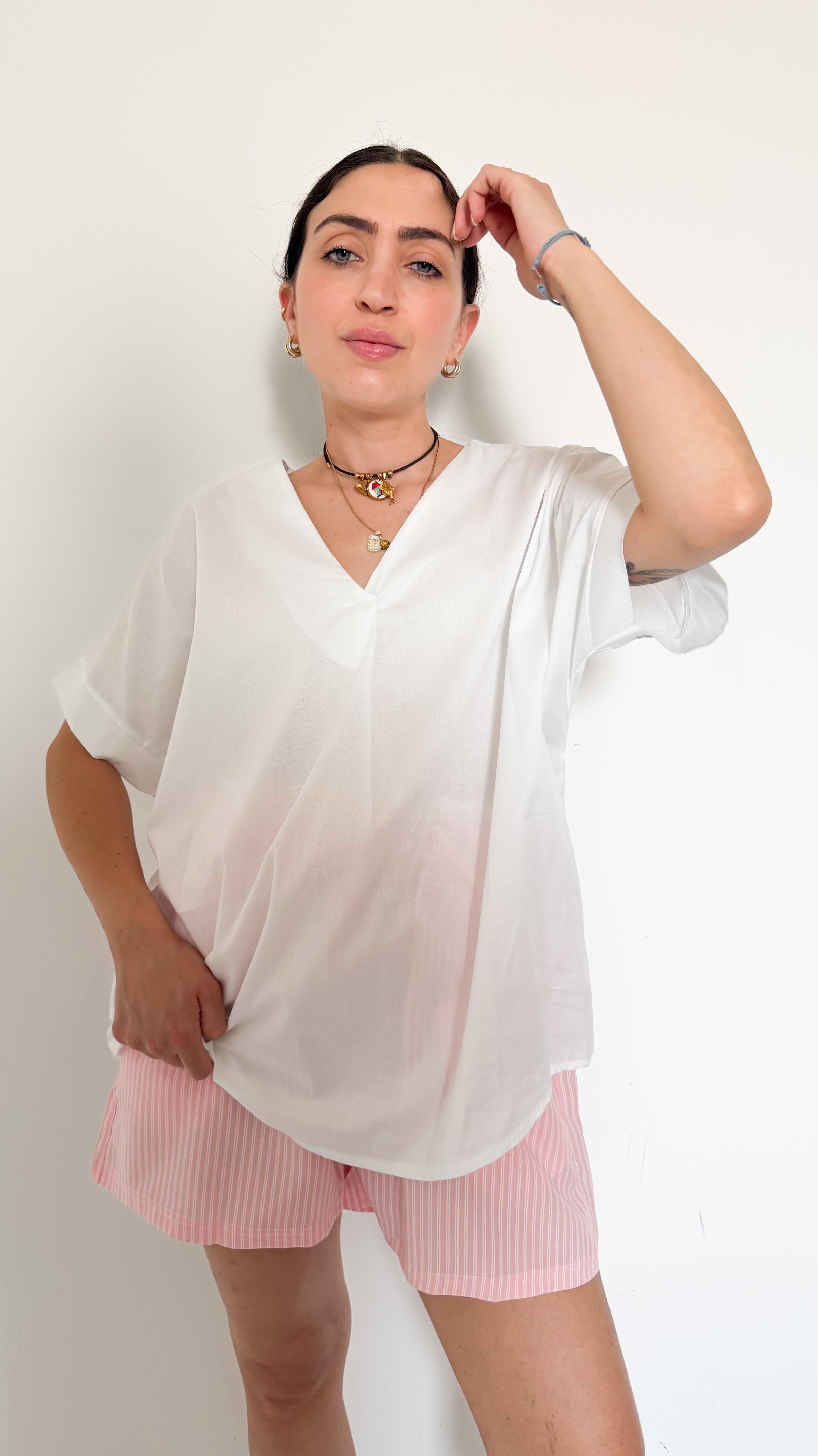 Maglia Bianca Scollo A V