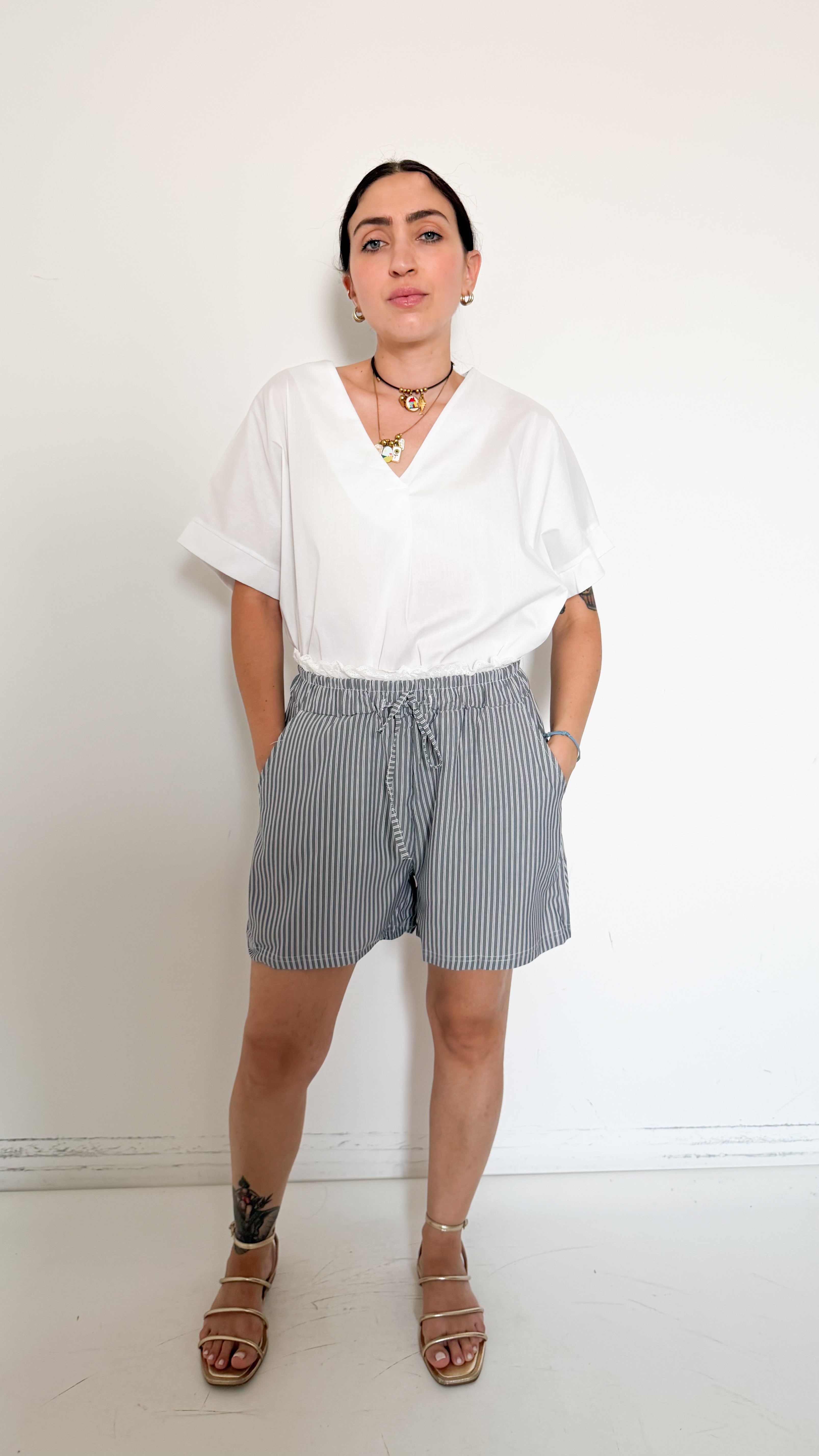 Short A Righe Grigio
