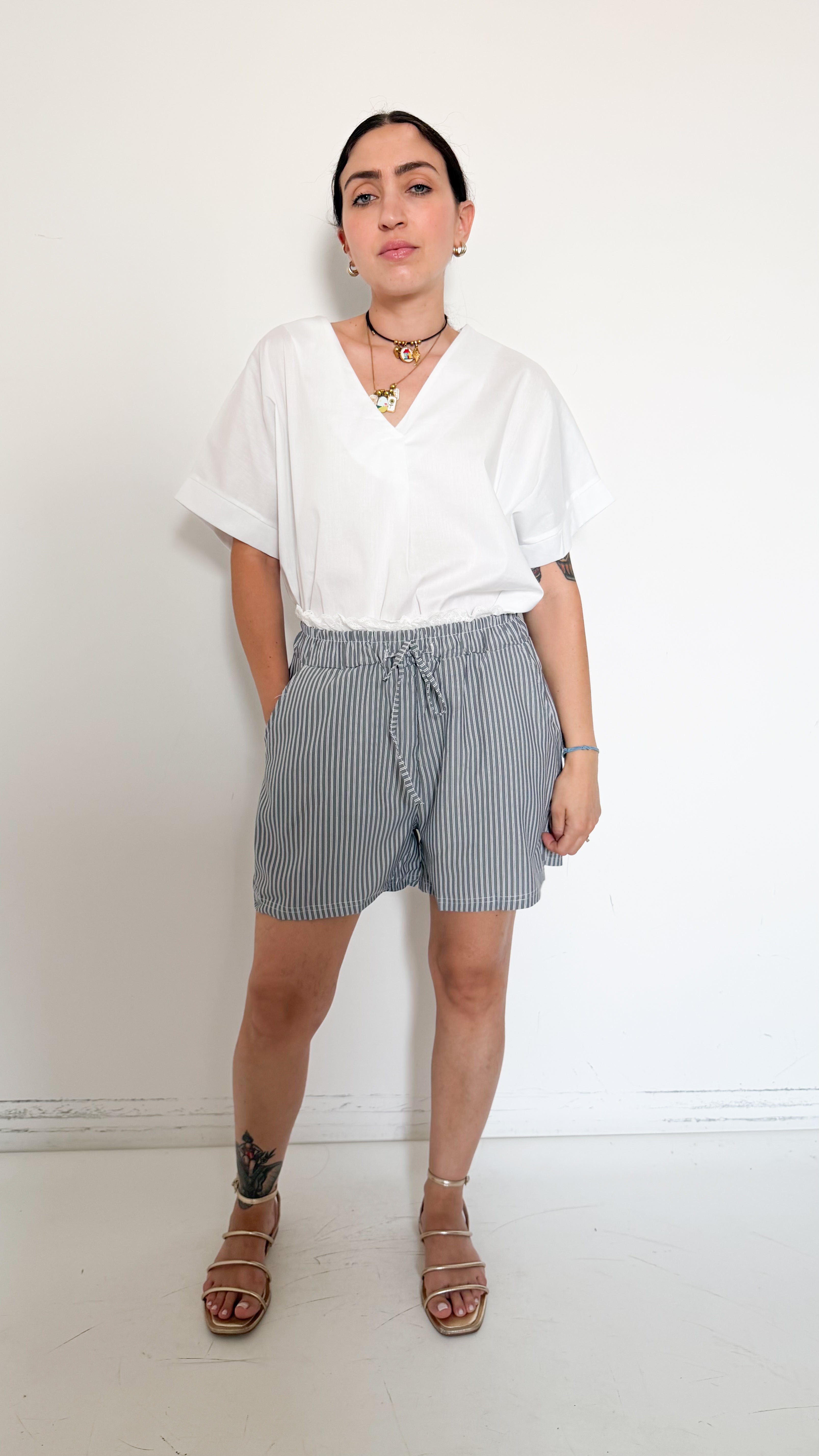 Short A Righe Grigio