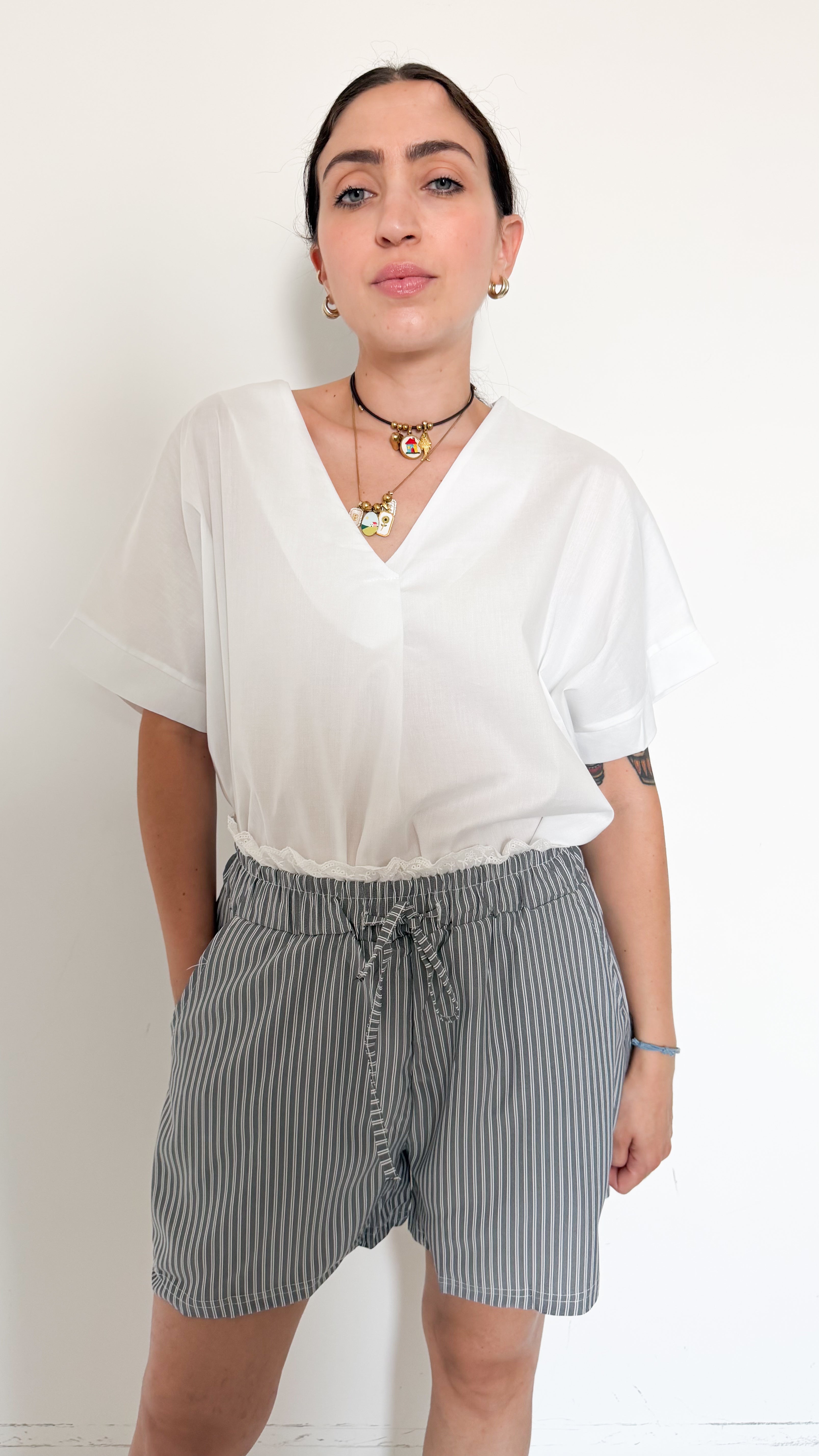 Short A Righe Grigio
