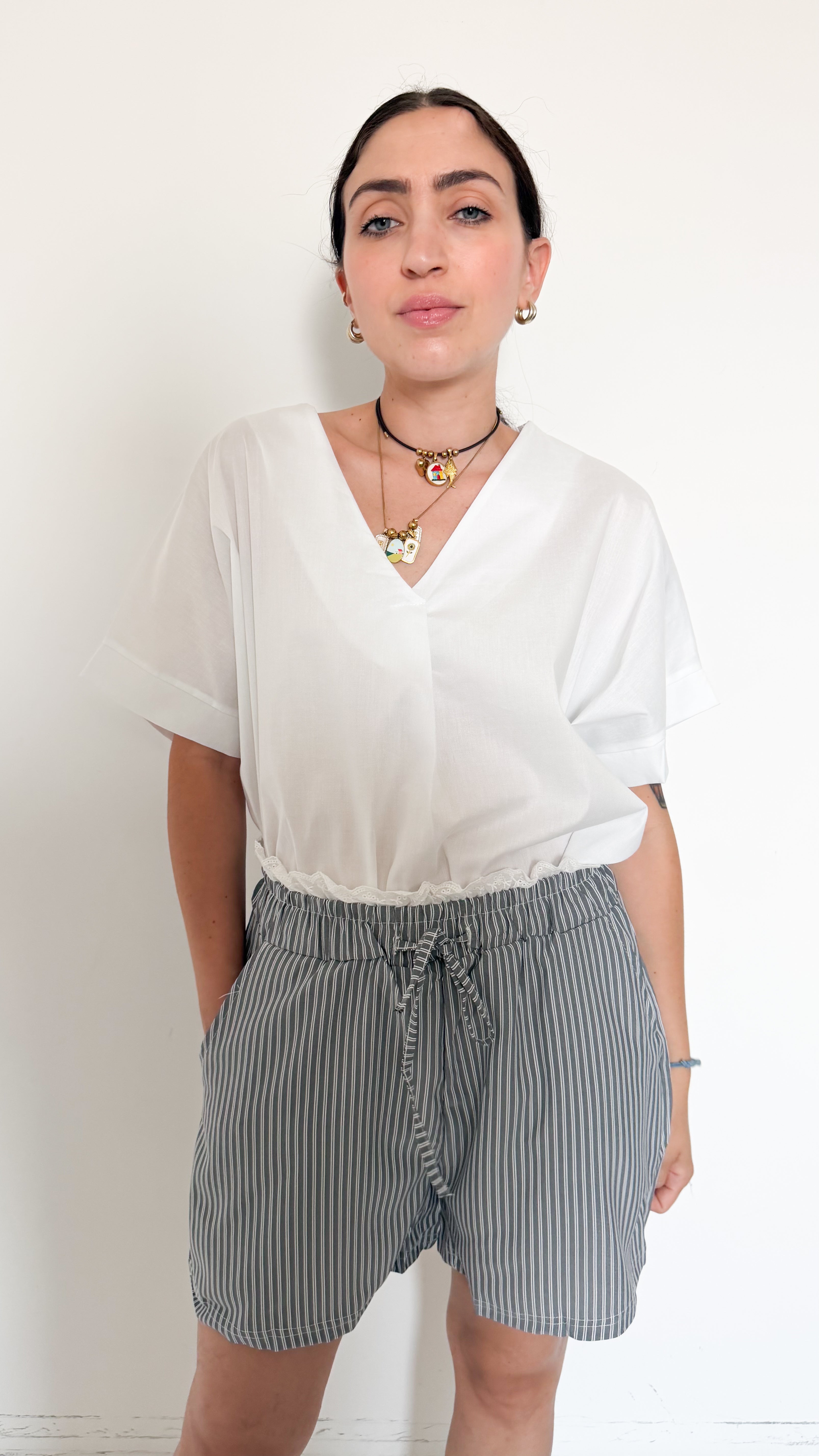Short A Righe Grigio