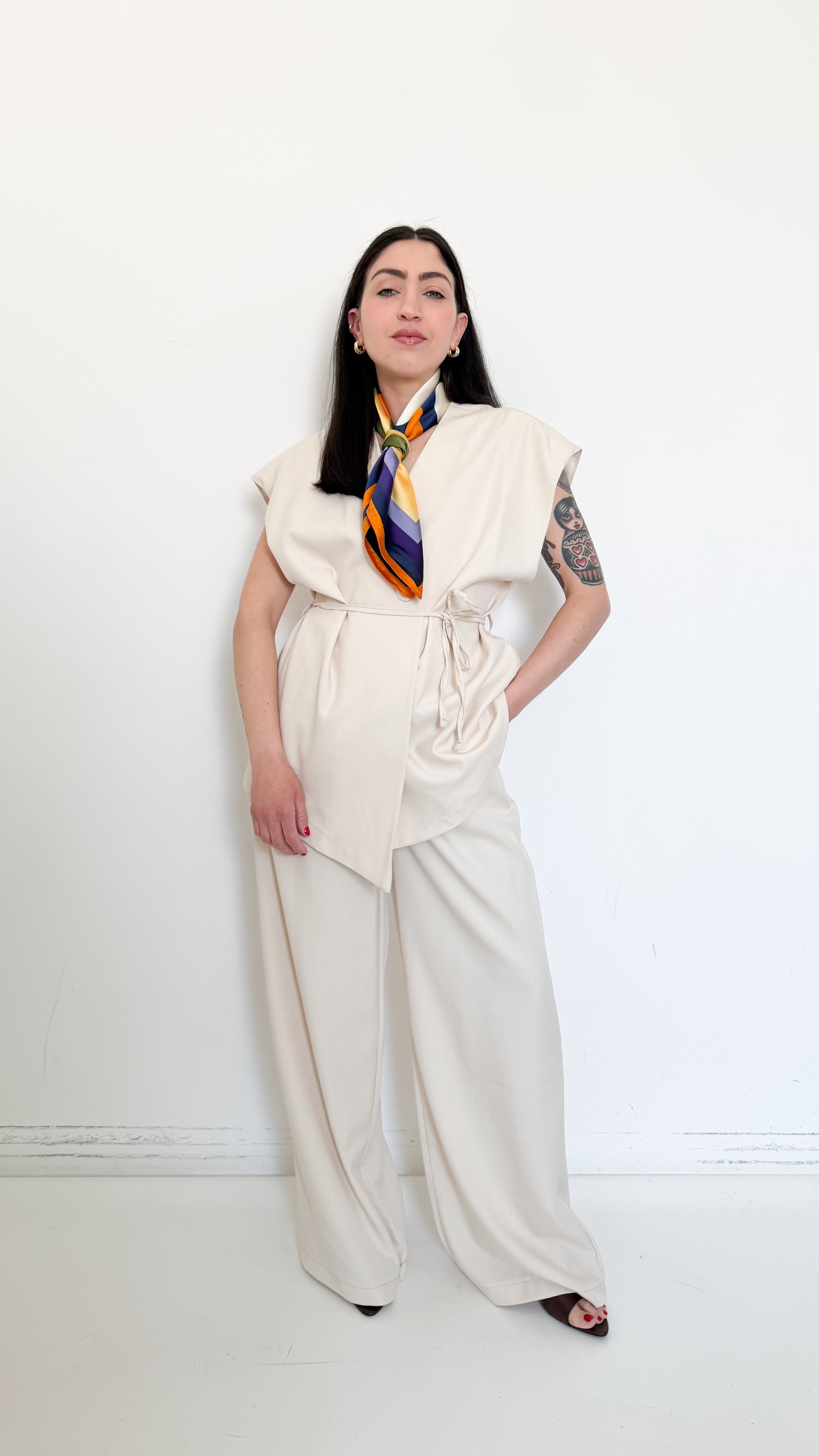 Coordinato Con Cintura Beige