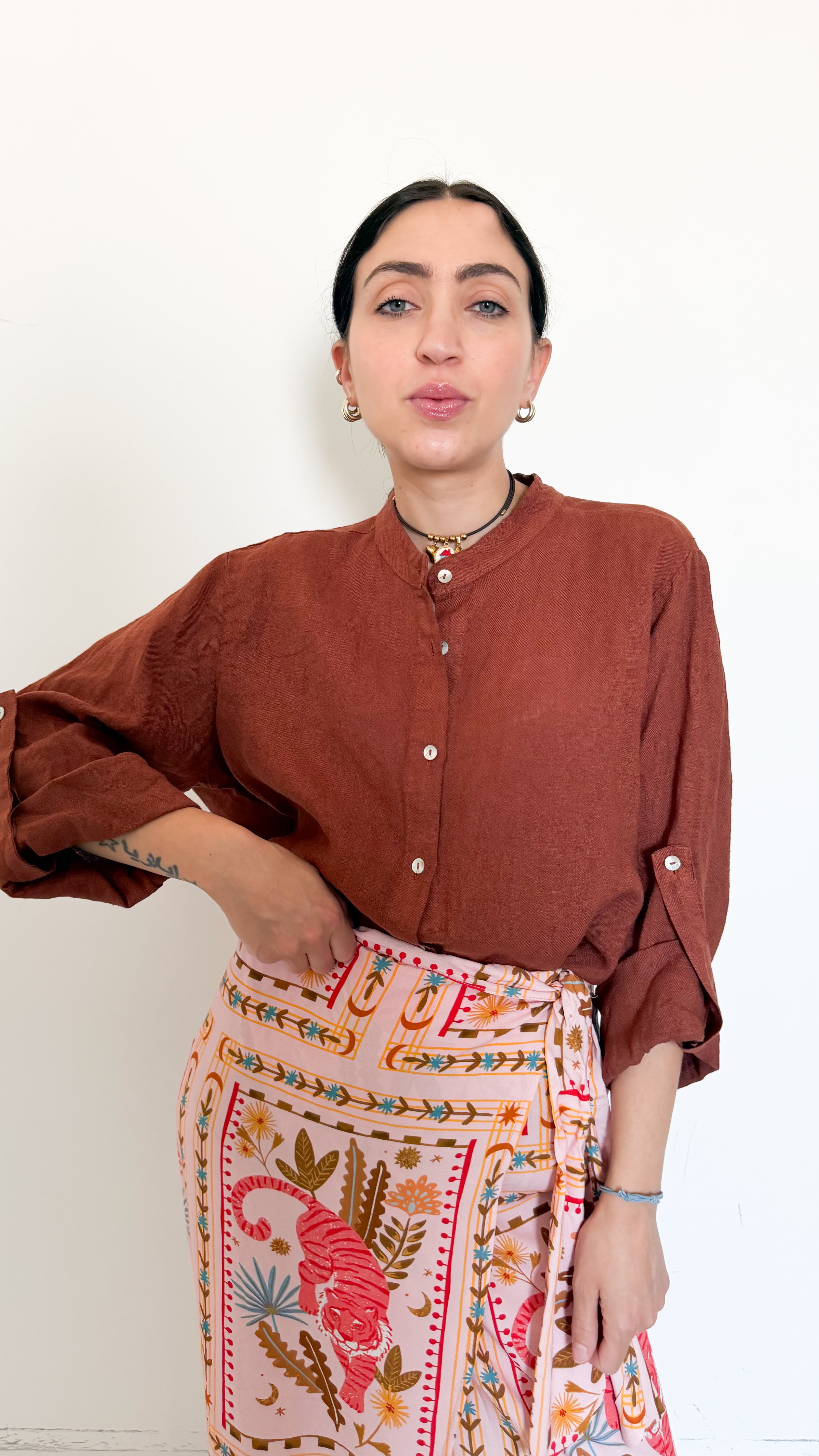 Camicia In Lino Ruggine
