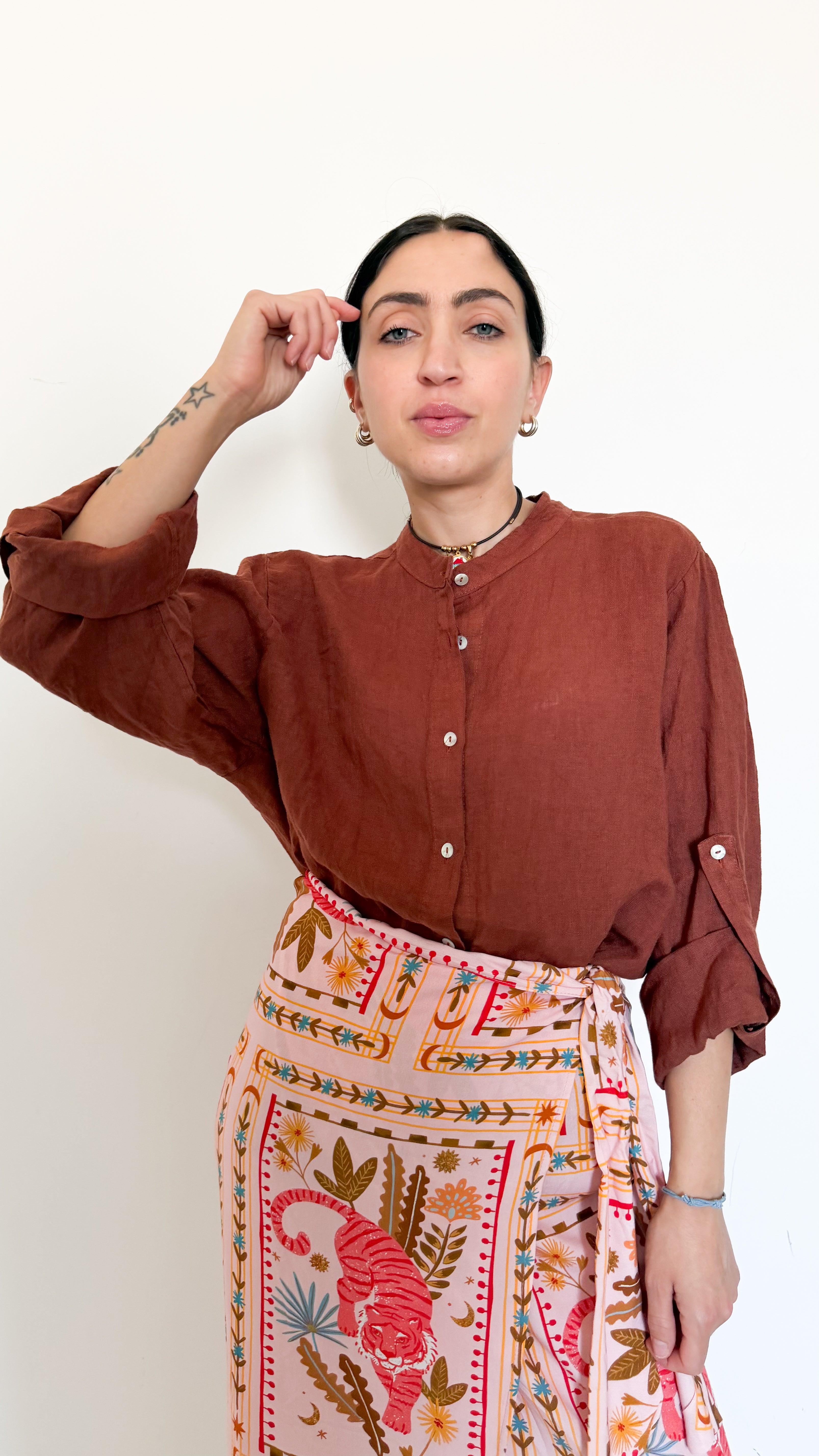 Camicia In Lino Ruggine