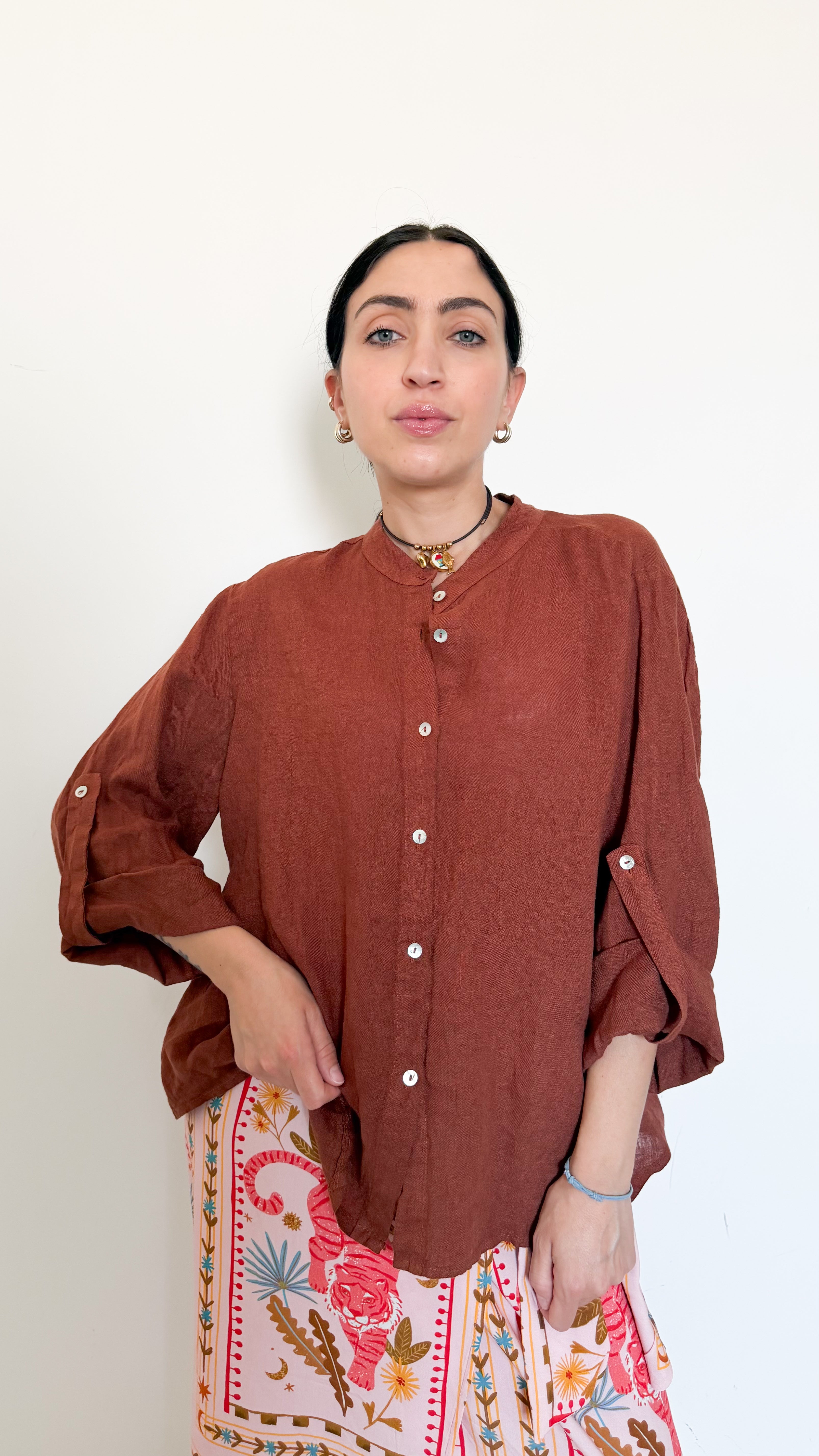 Camicia In Lino Ruggine