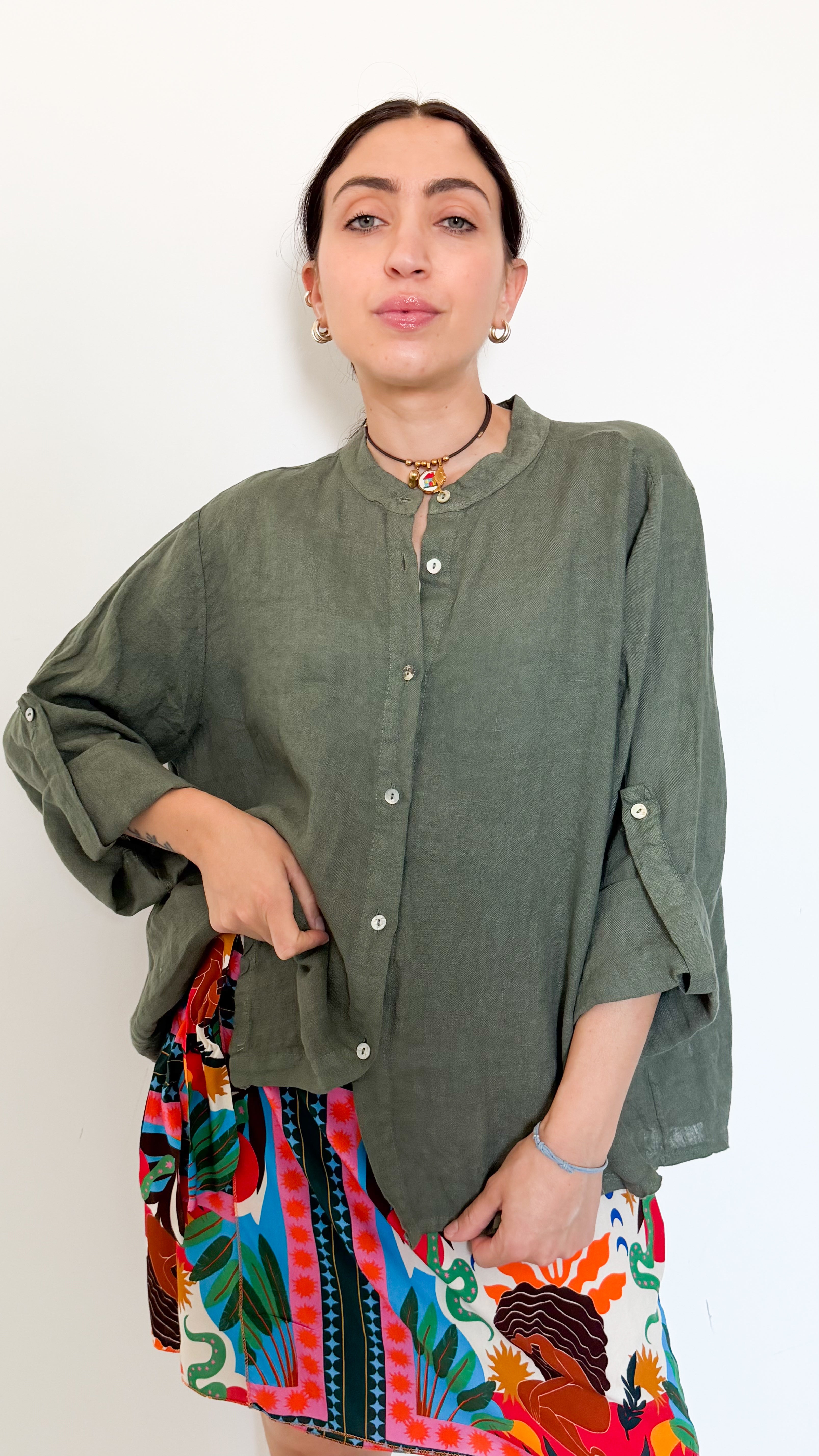 Camicia In Lino Verde