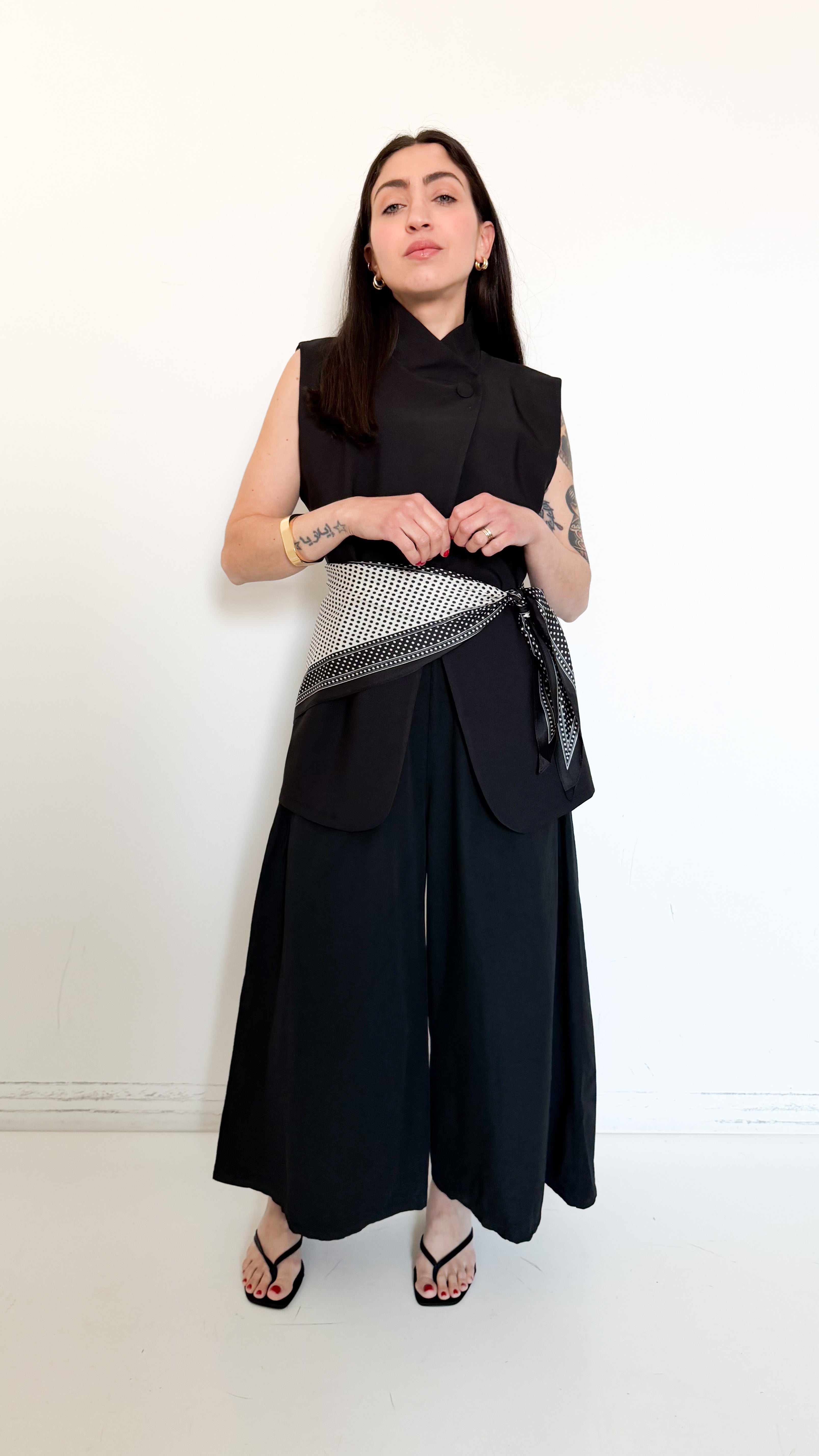 Pantaloni Culotte In Cotone Neri