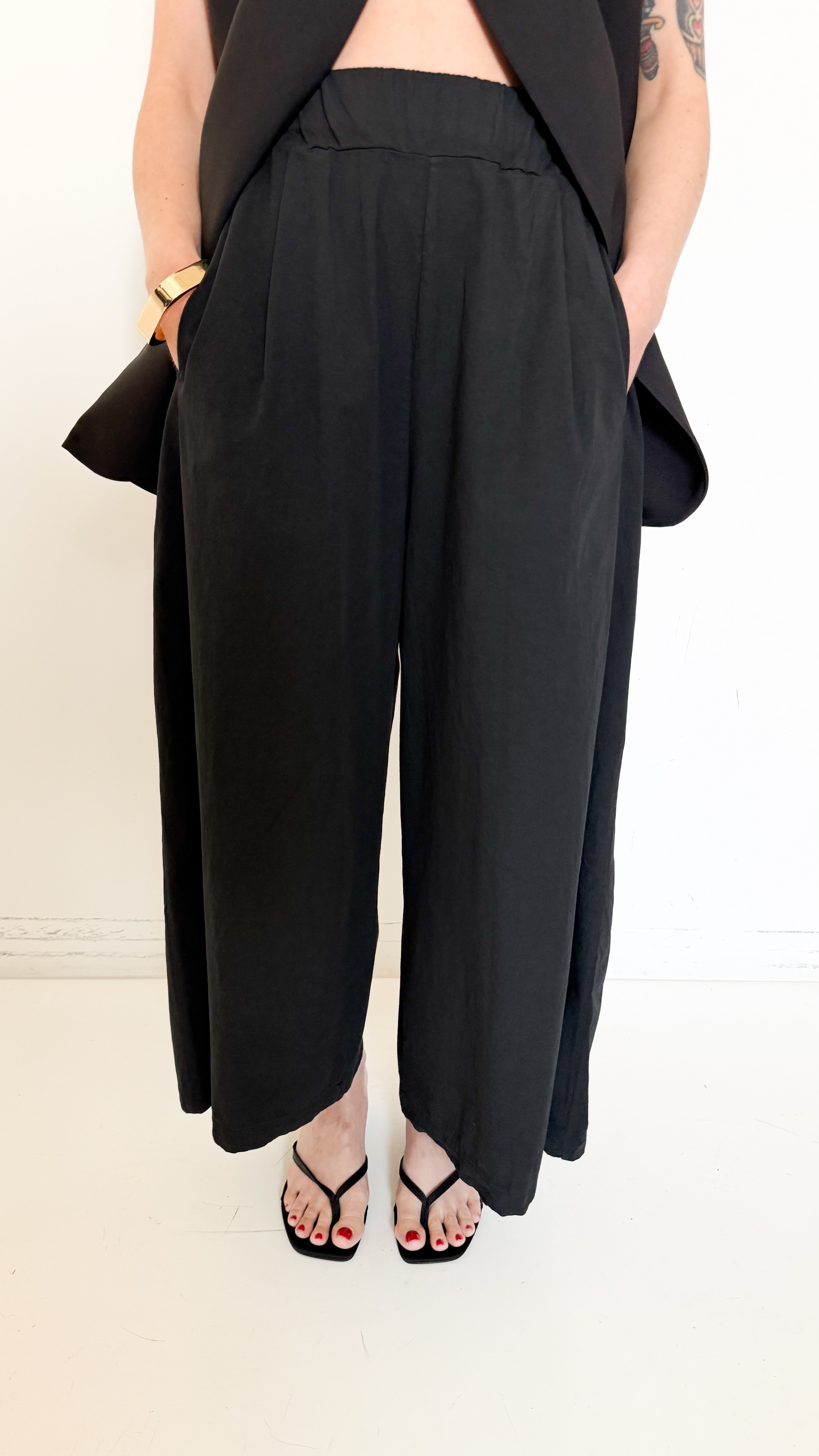Pantaloni Culotte In Cotone Neri