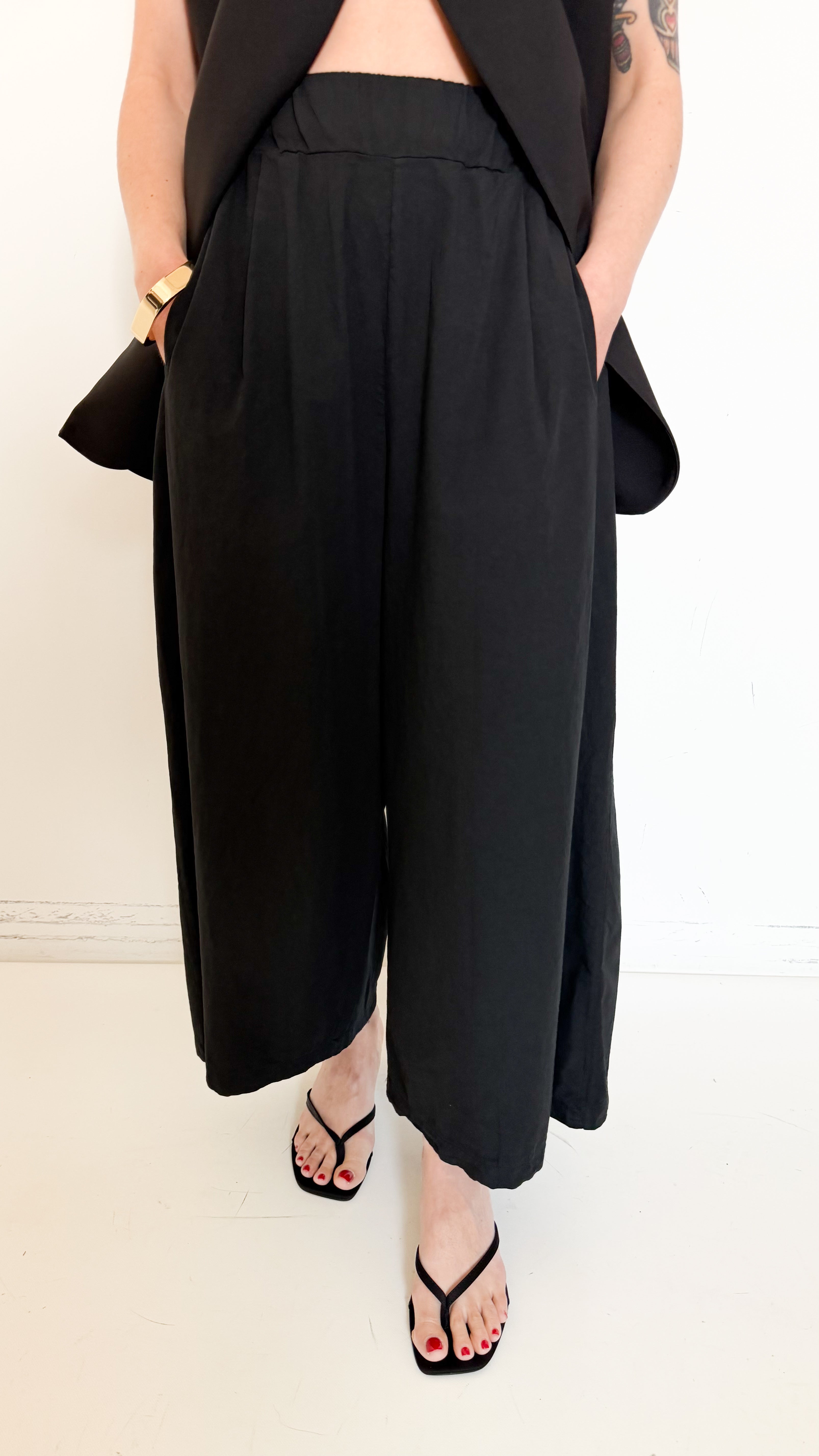 Pantaloni Culotte In Cotone Neri