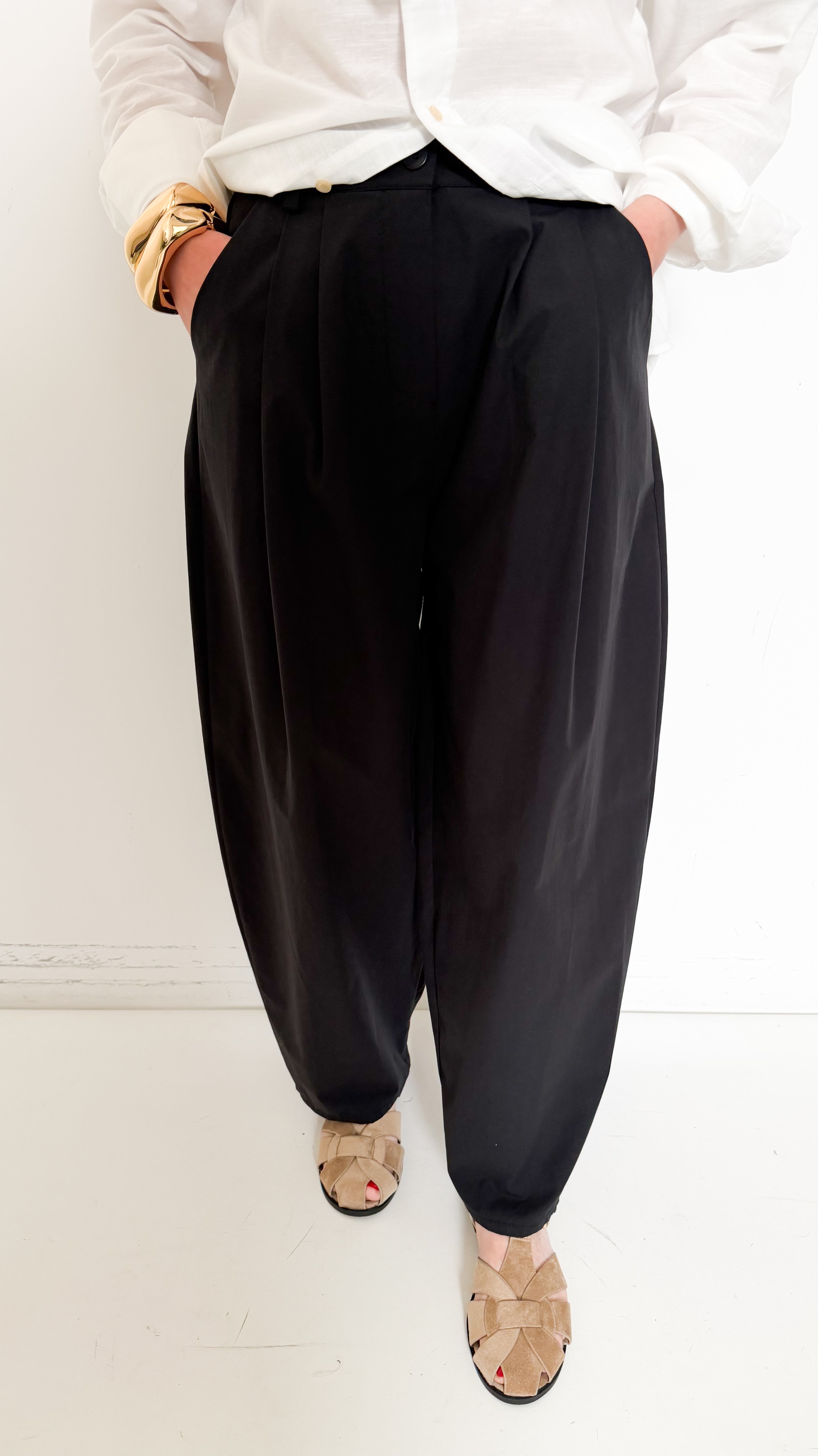 Pantaloni Neri Con Pinces