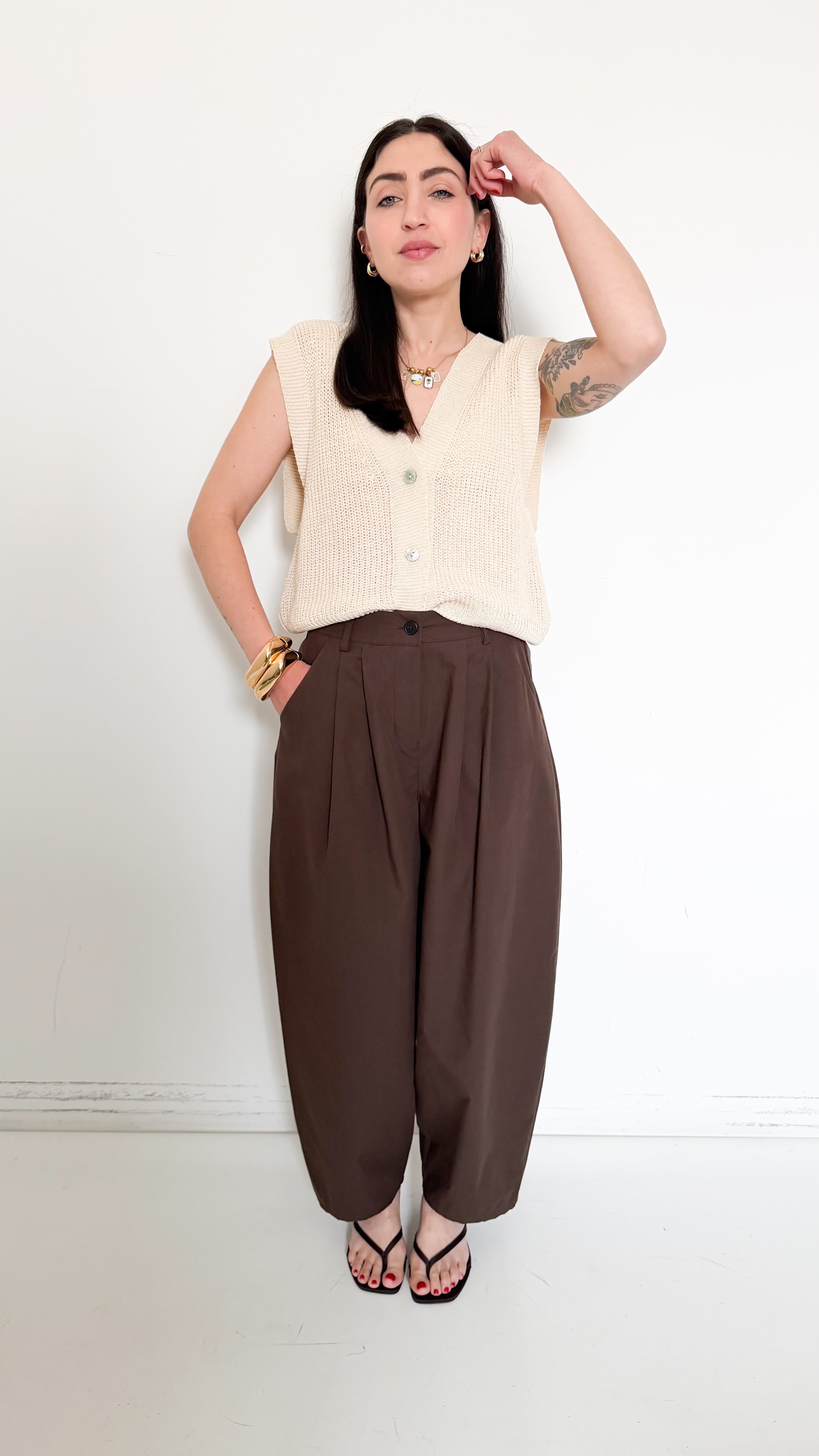 Gilet Panna Con Bottoni