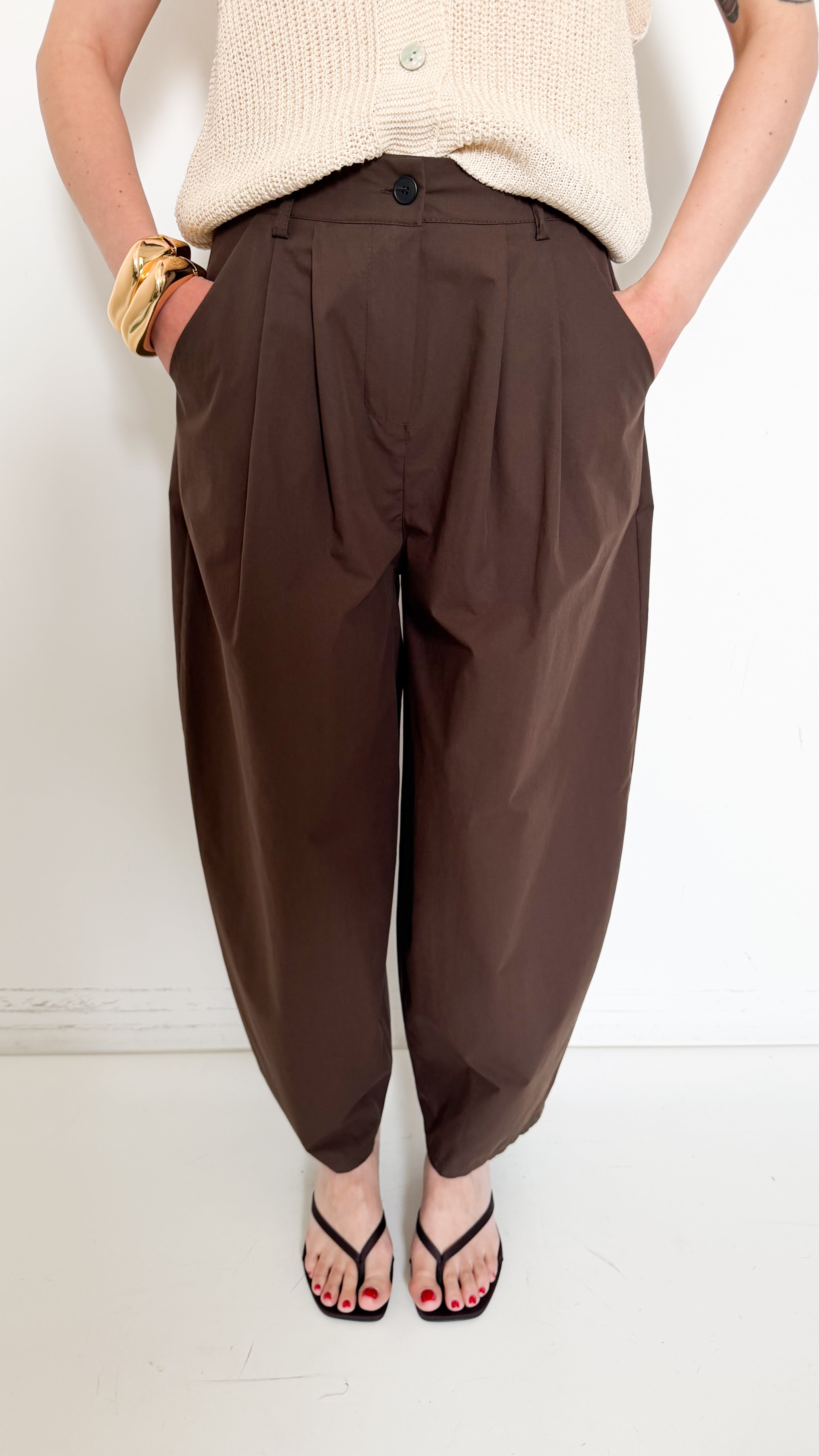 Pantaloni Marroni Con Pinces