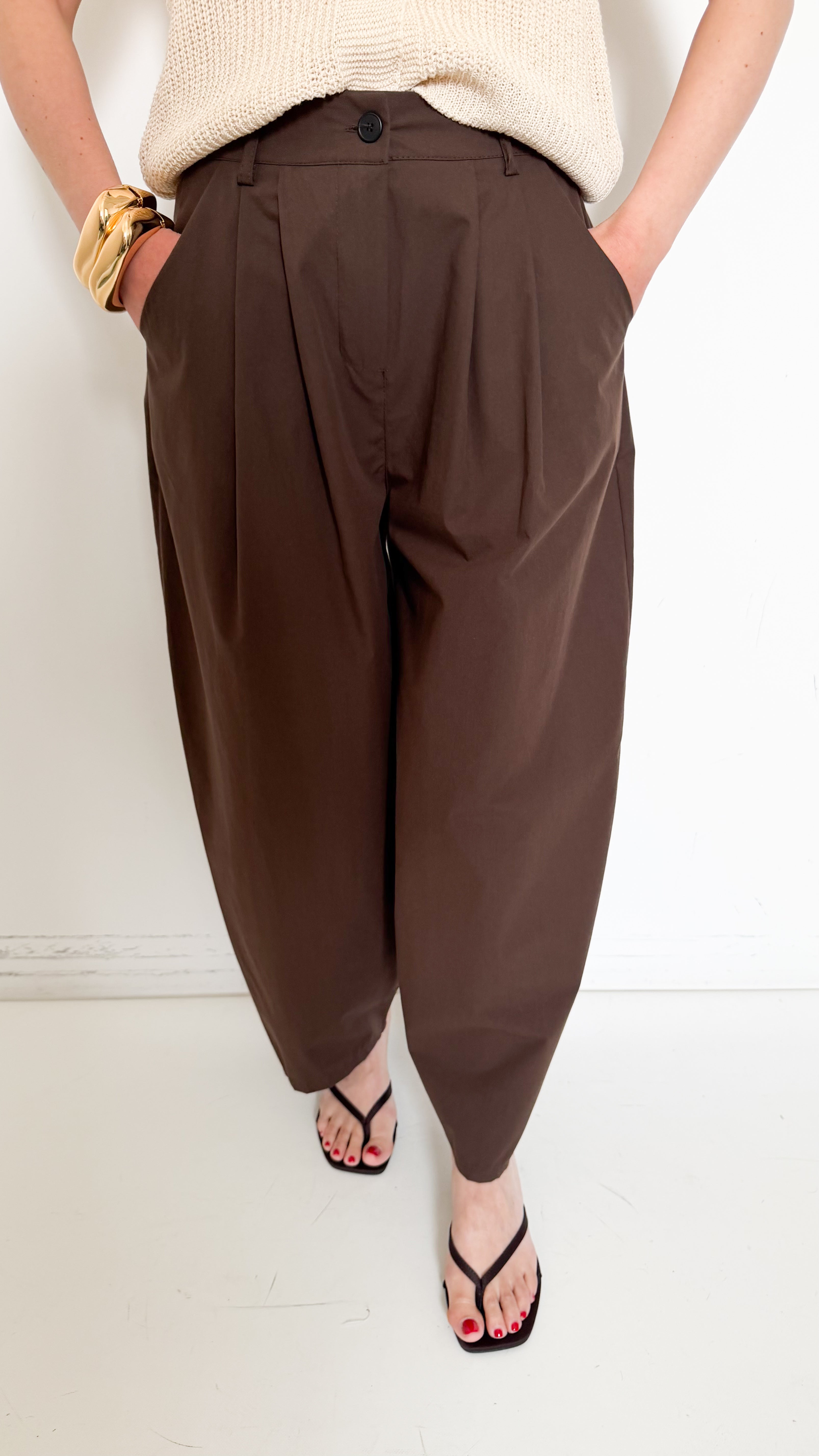 Pantaloni Marroni Con Pinces