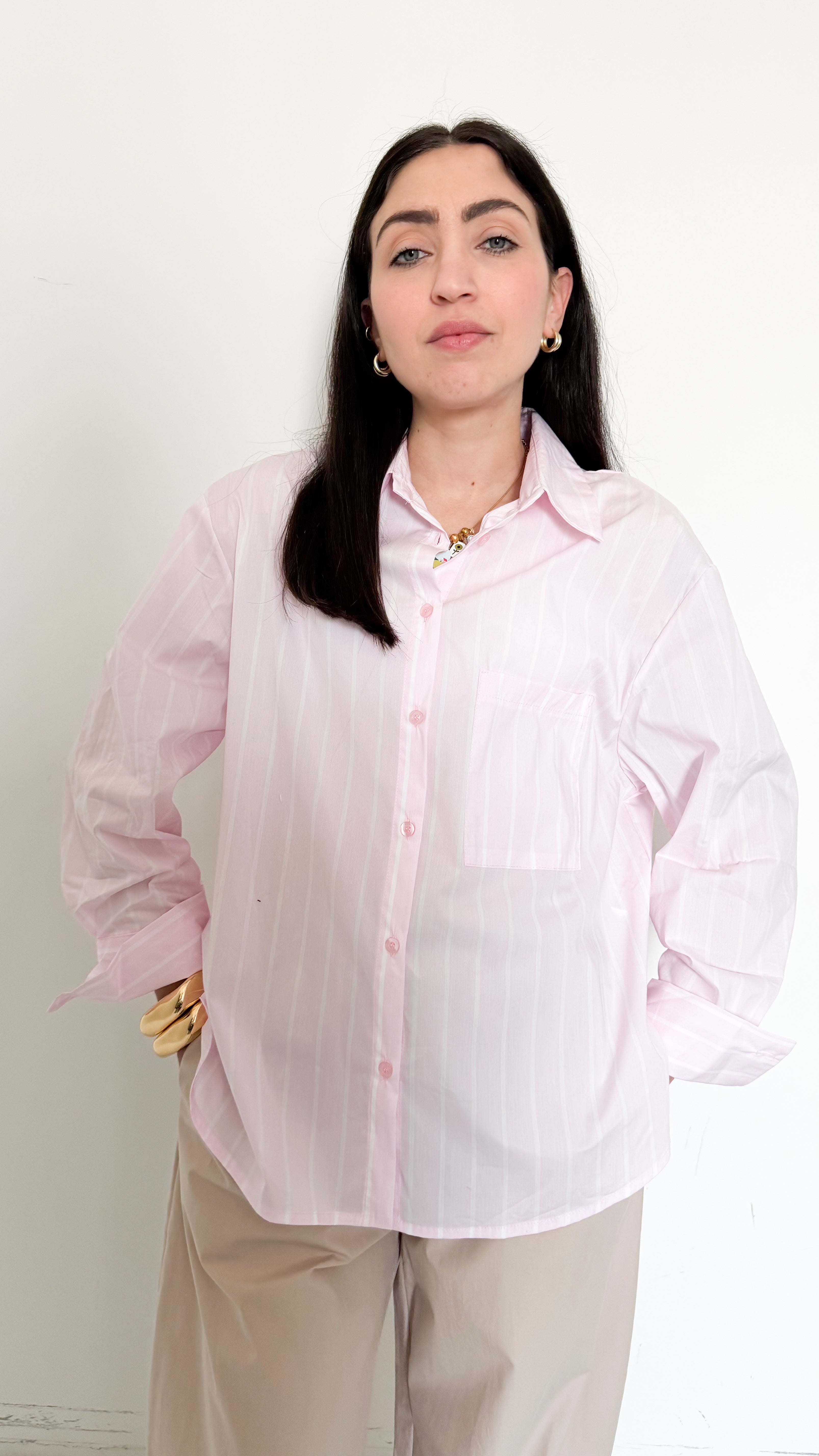 Camicia Rosa A Righe
