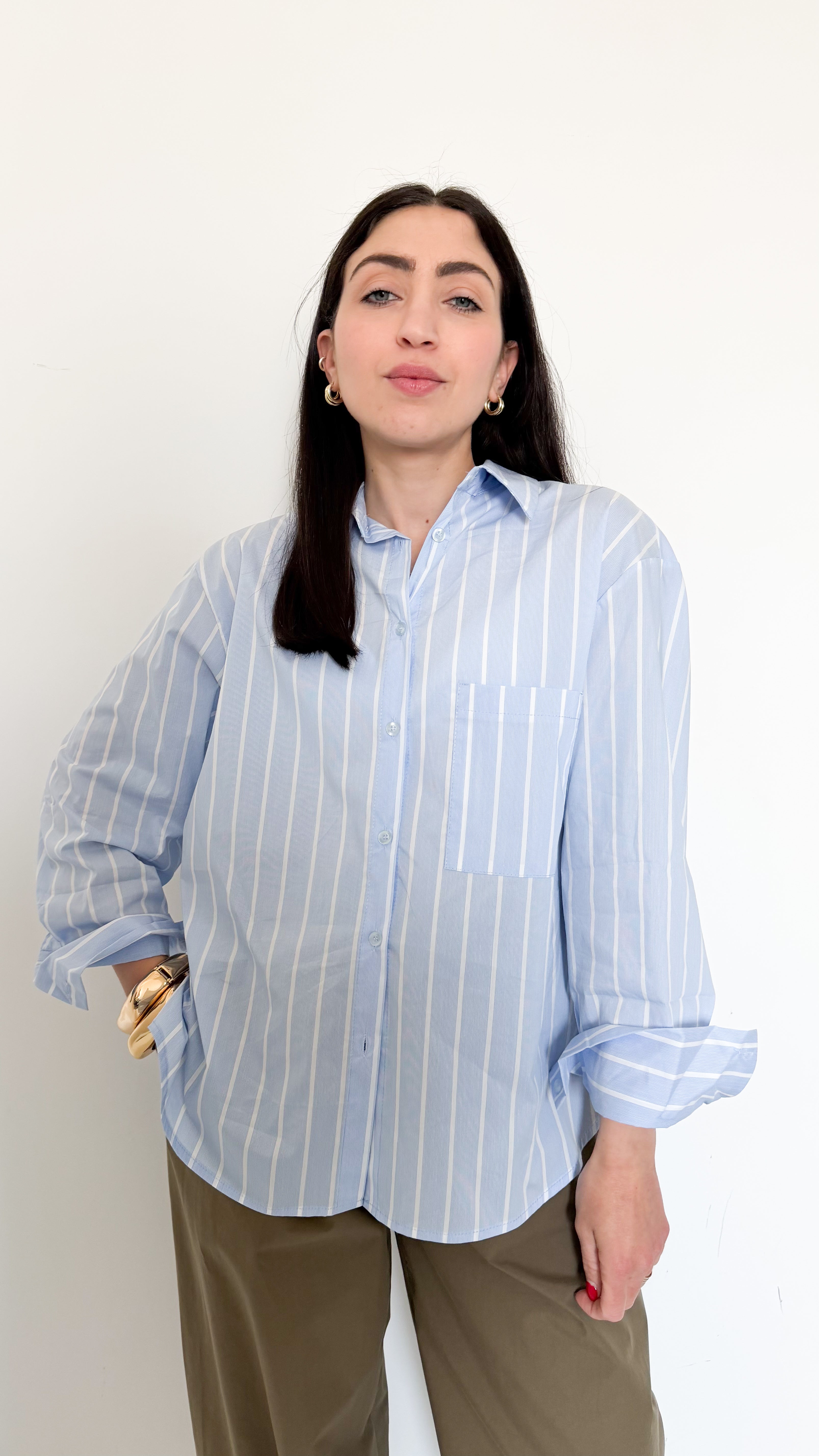 Camicia Celeste A Righe
