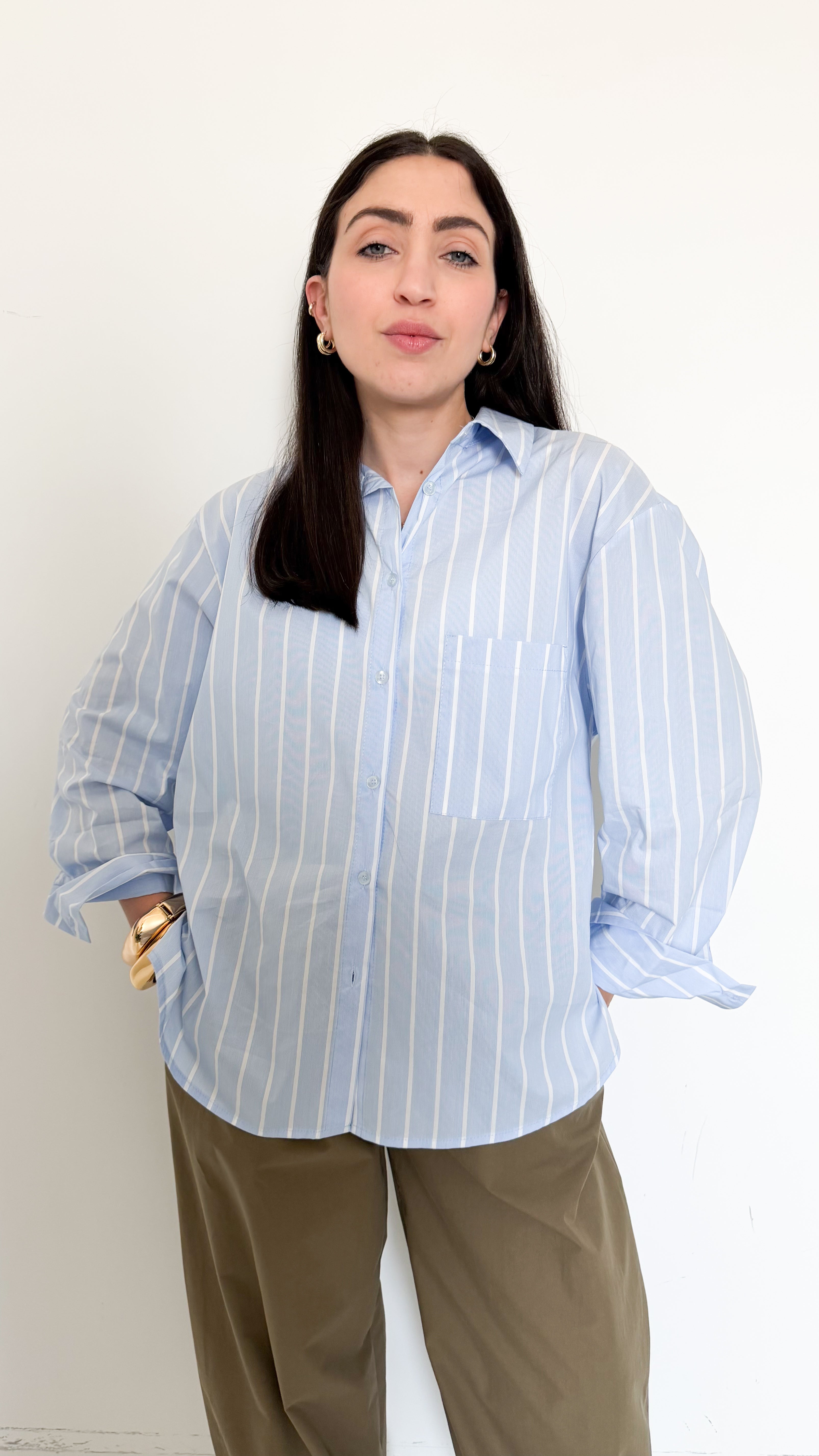 Camicia Celeste A Righe