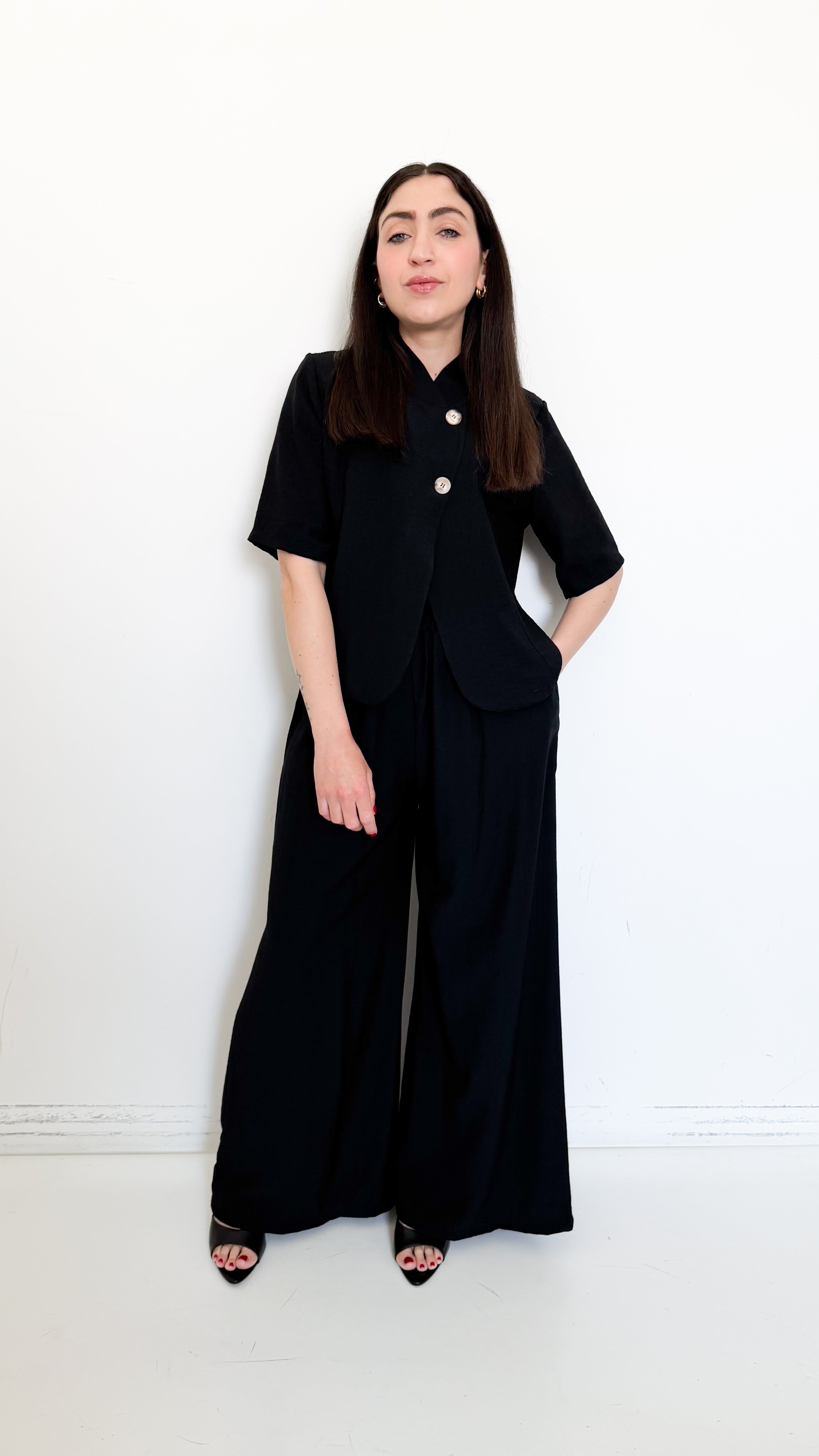 Coordinato Nero Con Blazer Coreano