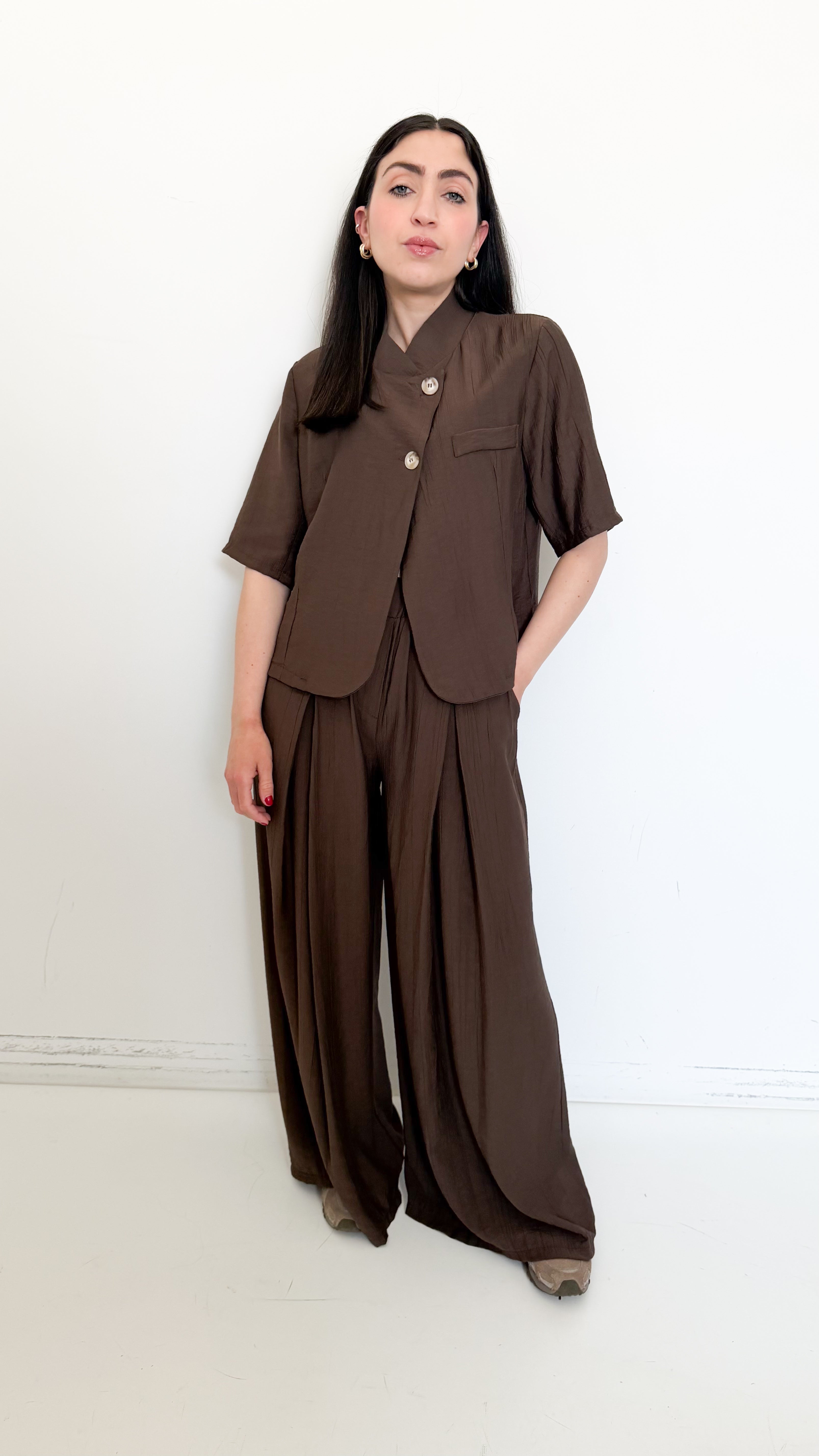 Coordinato Marrone Con Blazer Coreano