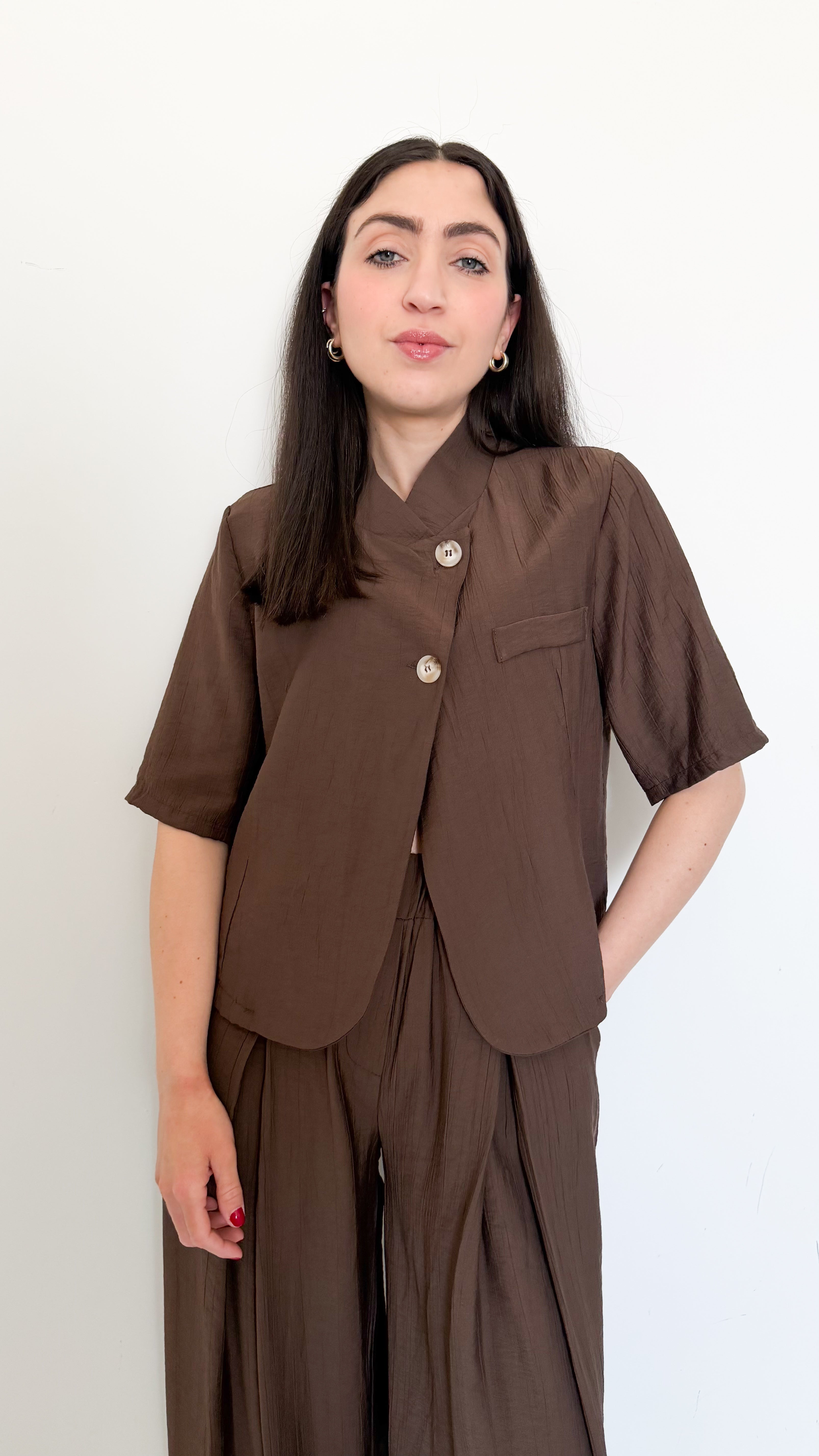 Coordinato Marrone Con Blazer Coreano