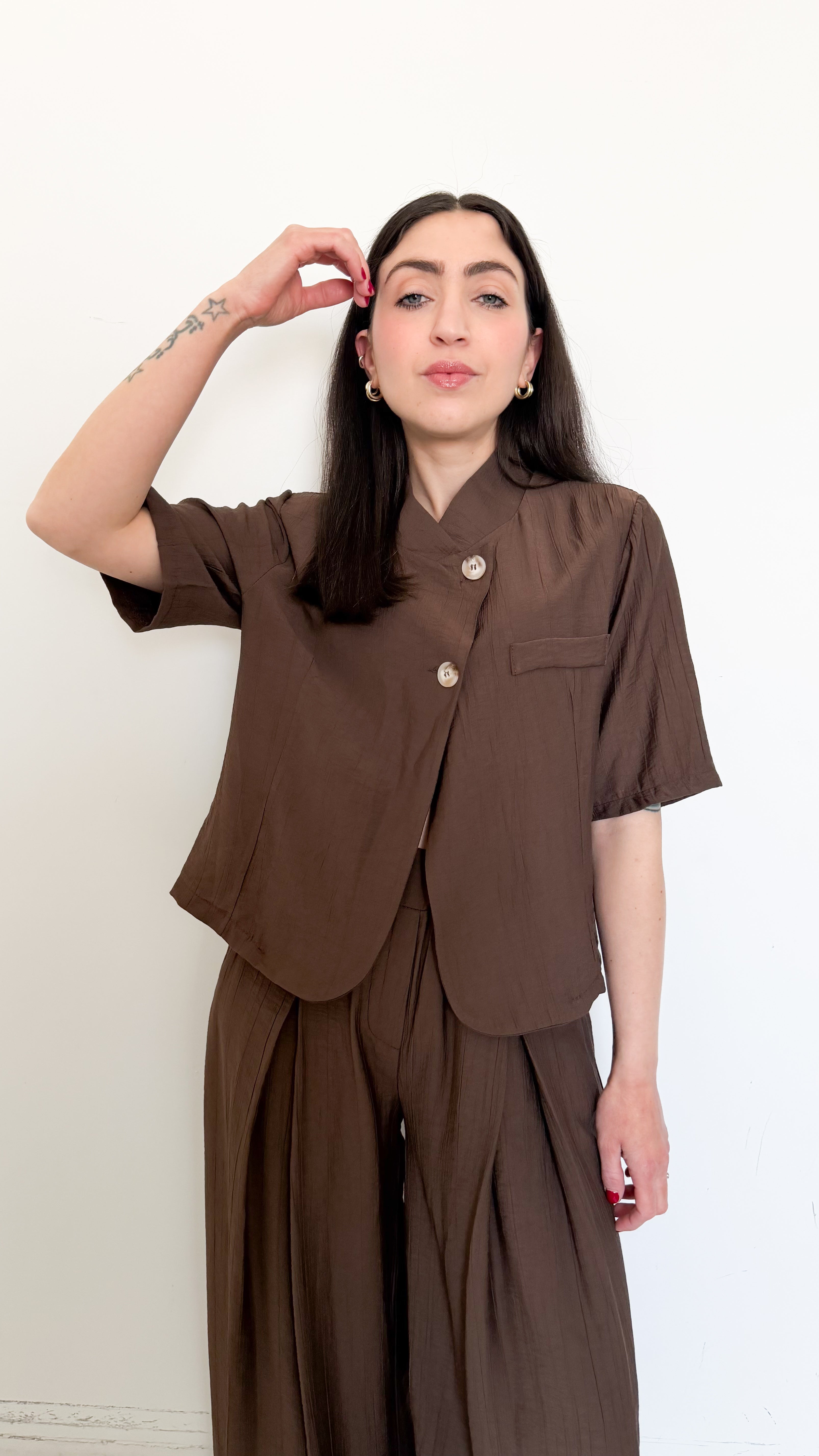 Coordinato Marrone Con Blazer Coreano