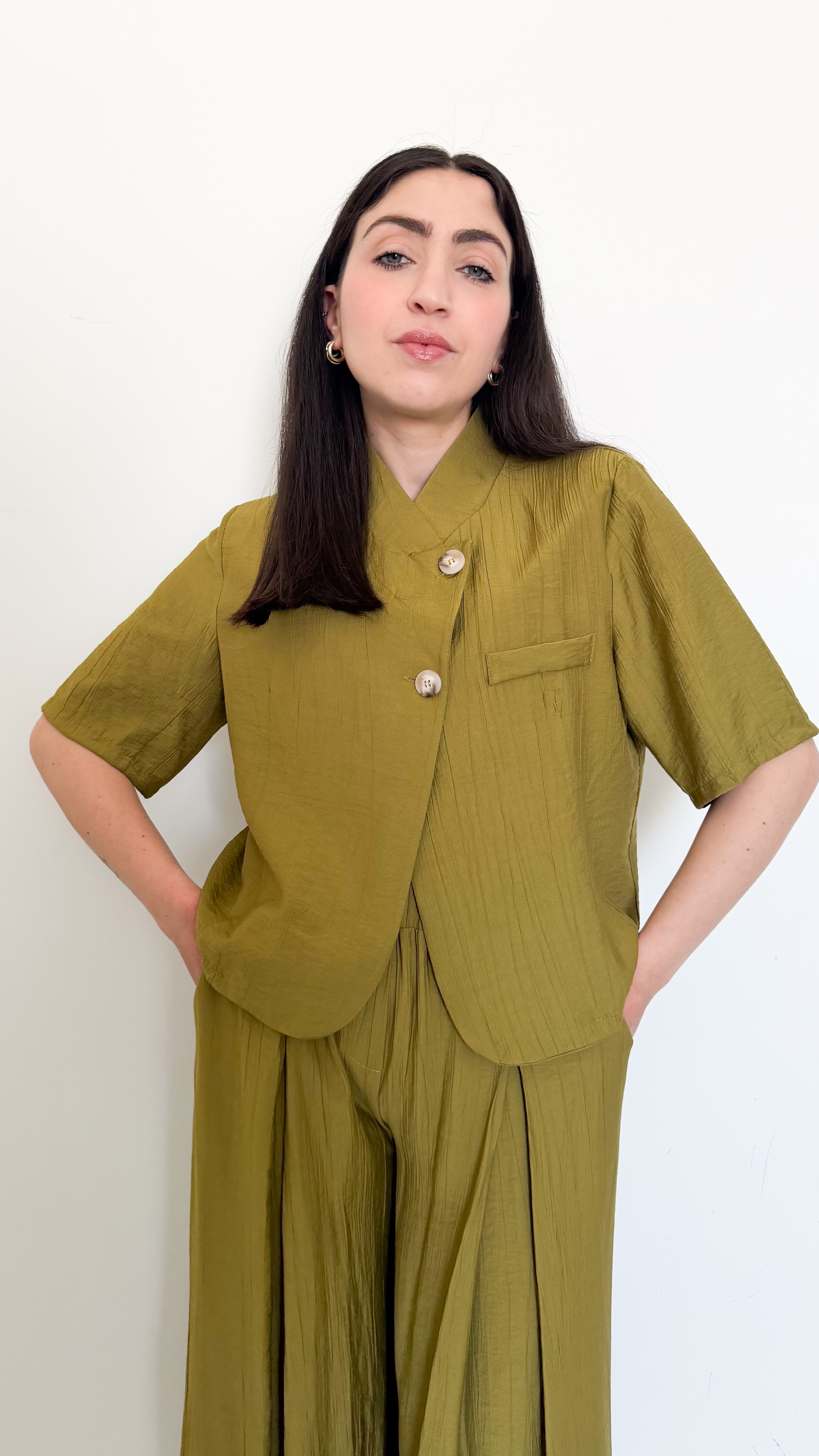 Coordinato Verde Con Blazer Coreano