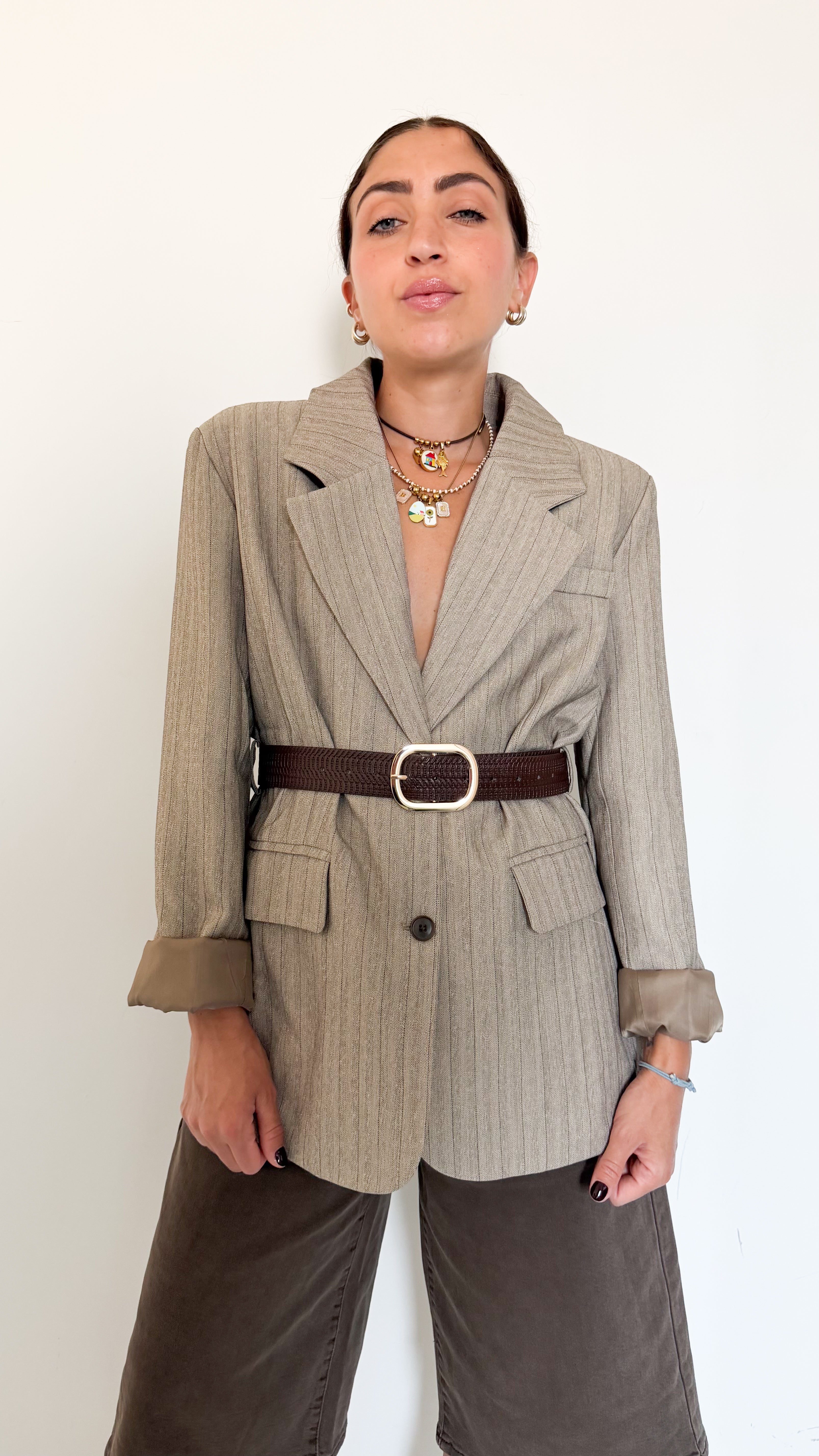 Blazer Gessato Beige