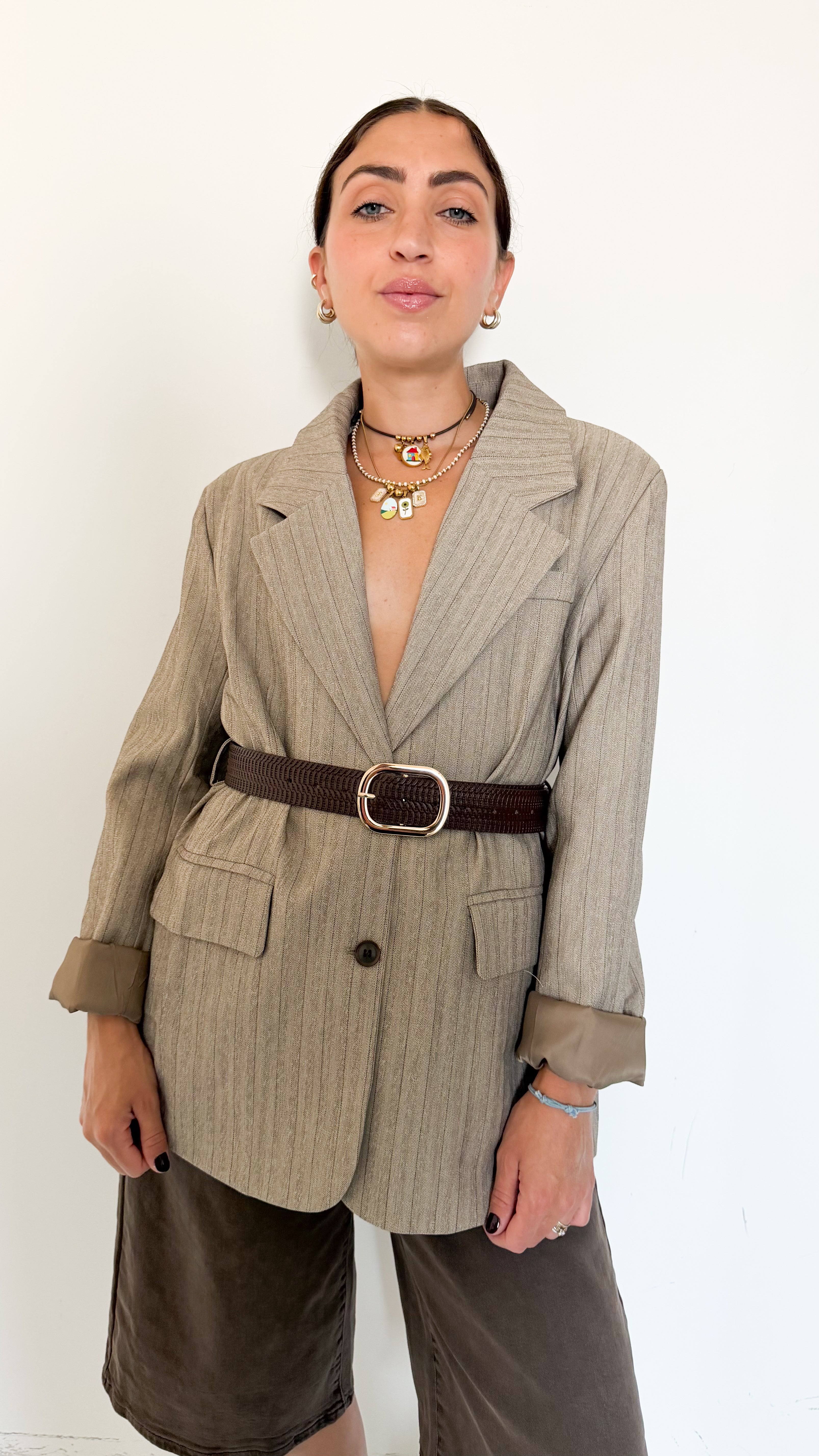 Blazer Gessato Beige