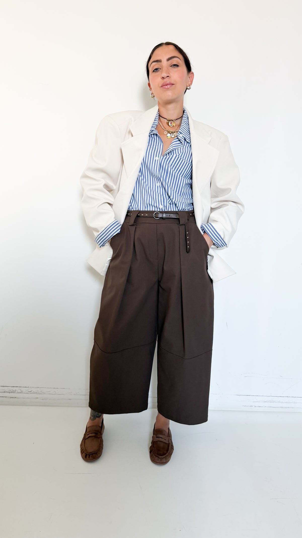 Pantaloni Marroni Cropped Barrel