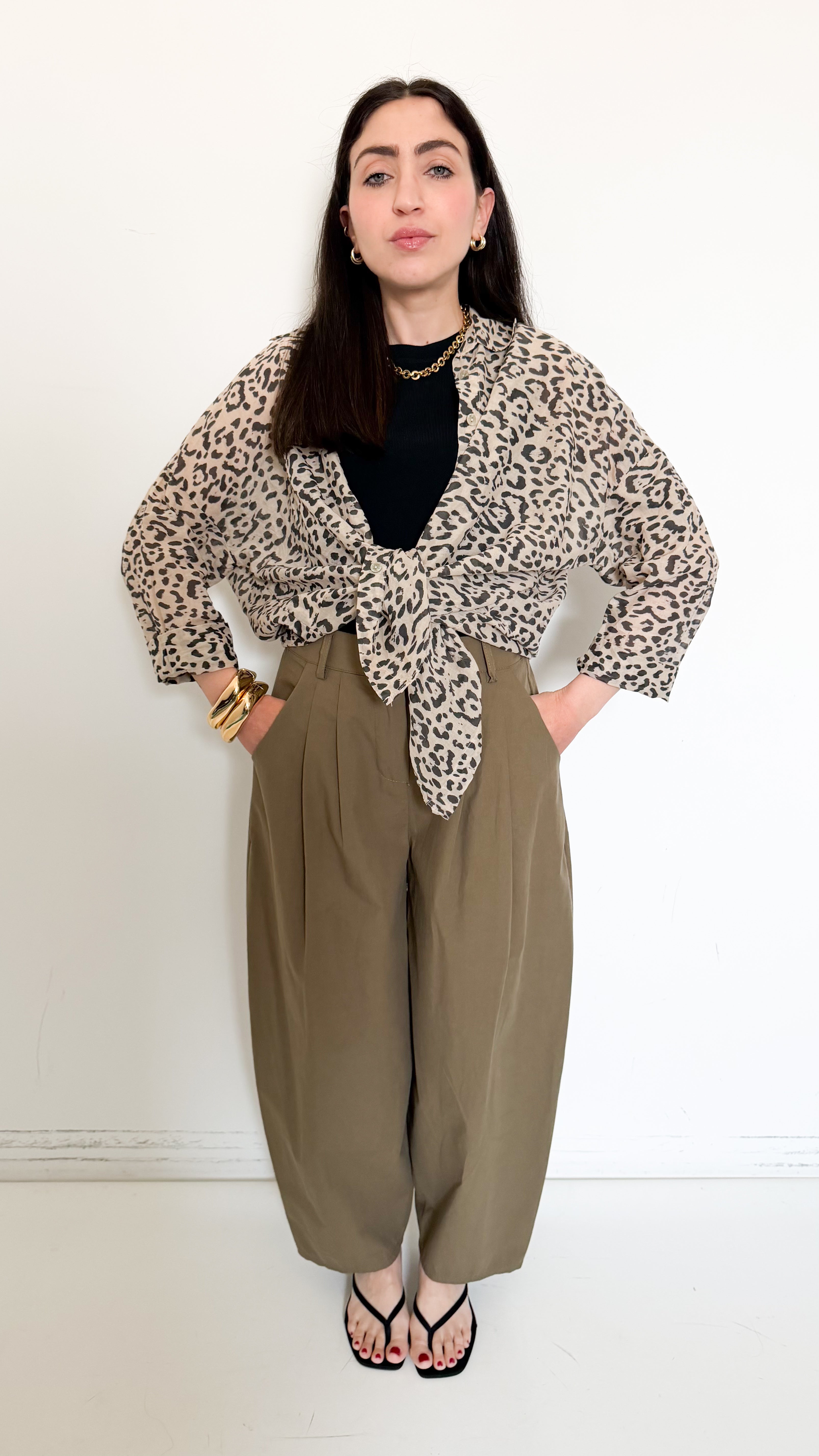 Pantaloni Verdi Con Pinces