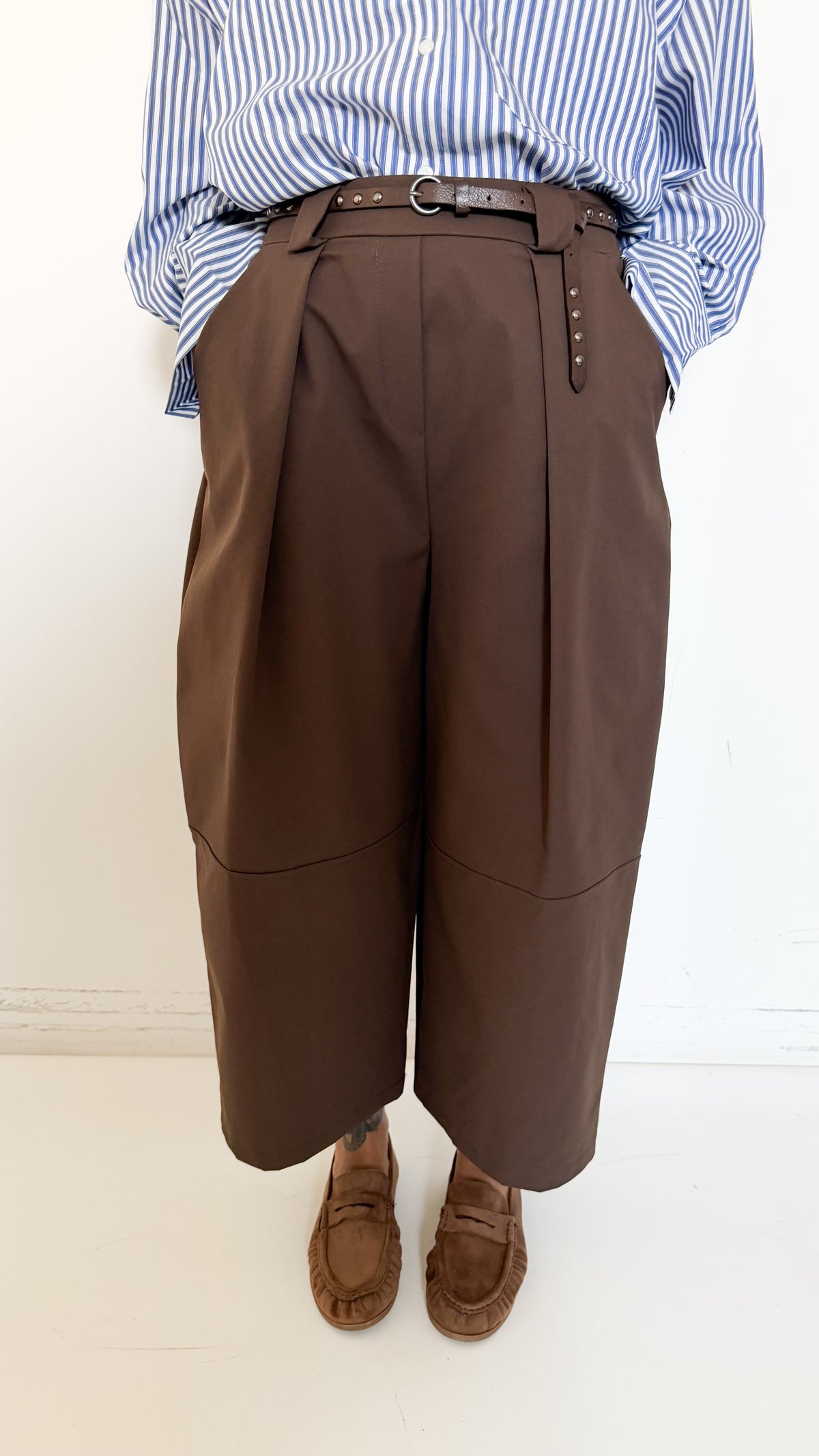 Pantaloni Marroni Cropped Barrel