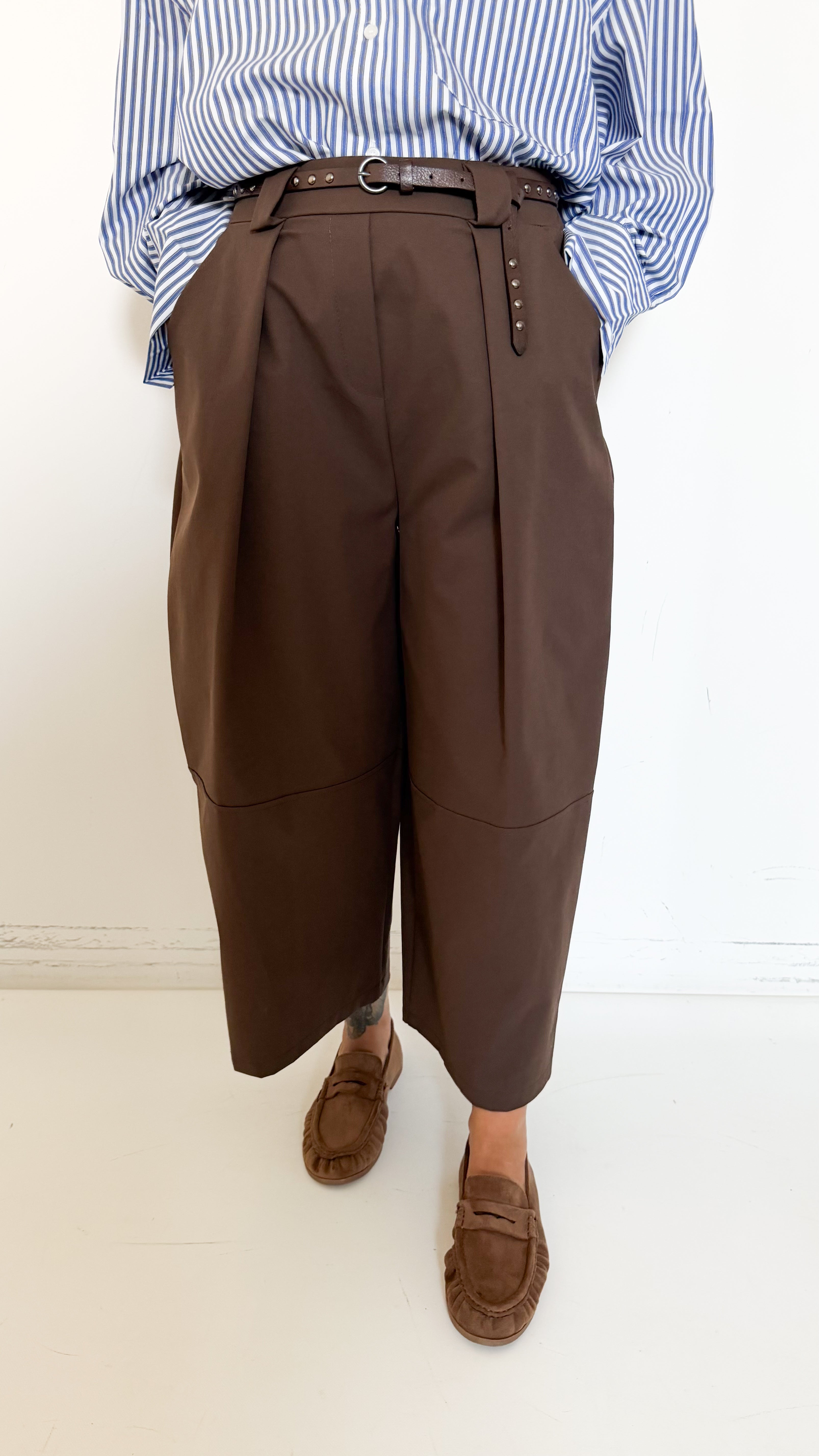 Pantaloni Marroni Cropped Barrel