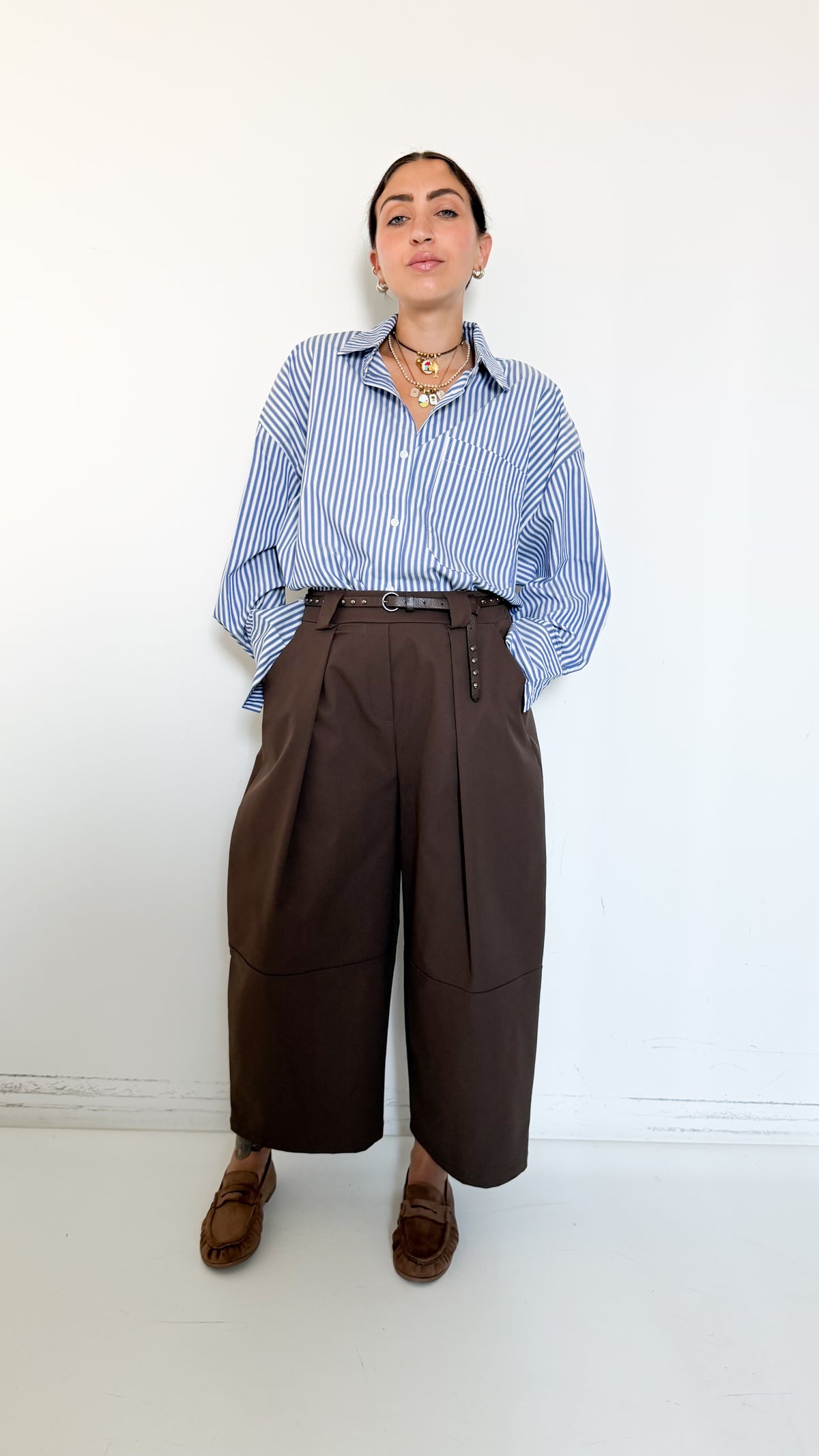Pantaloni Marroni Cropped Barrel