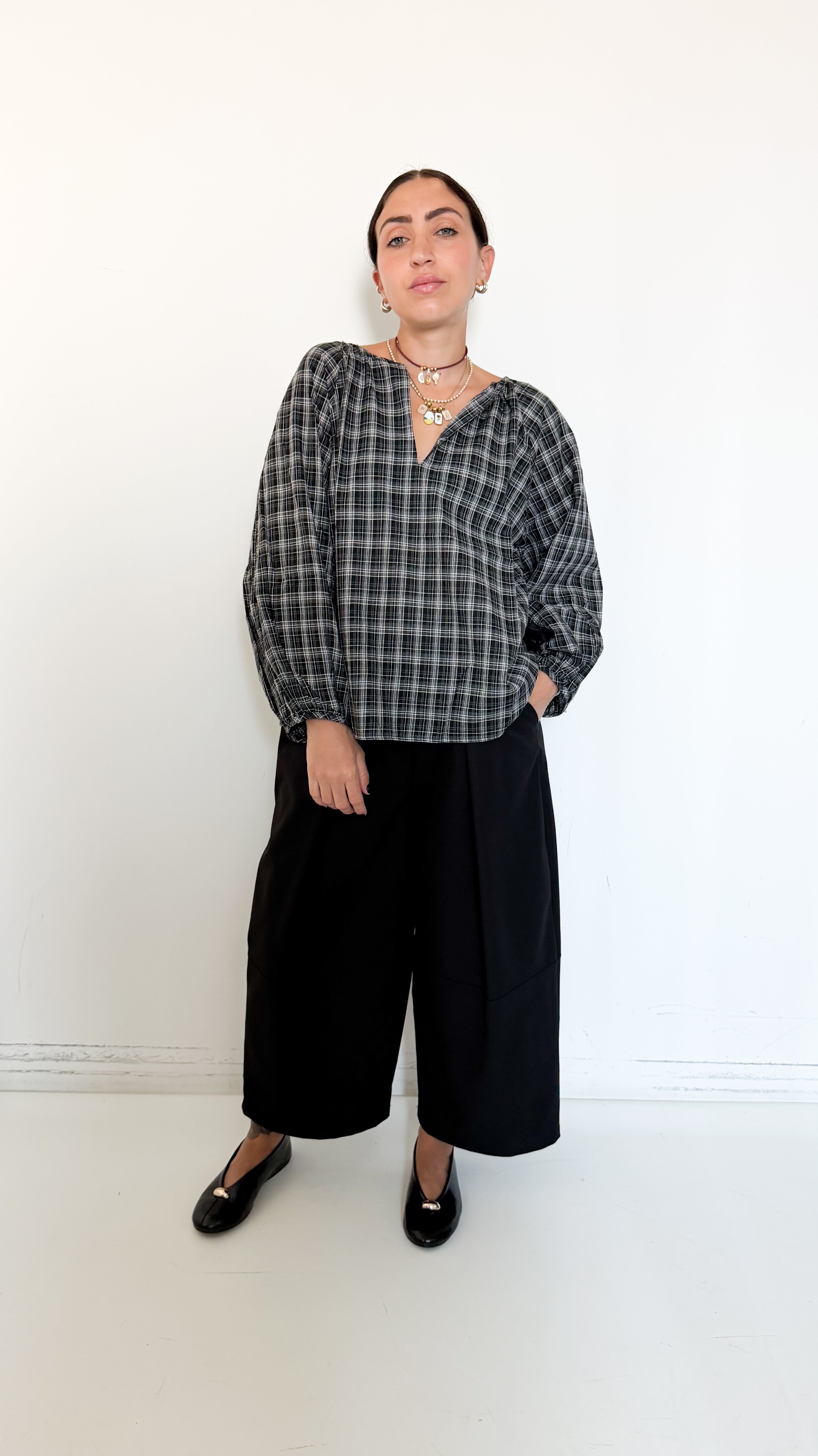 Pantaloni Neri Cropped Barrel