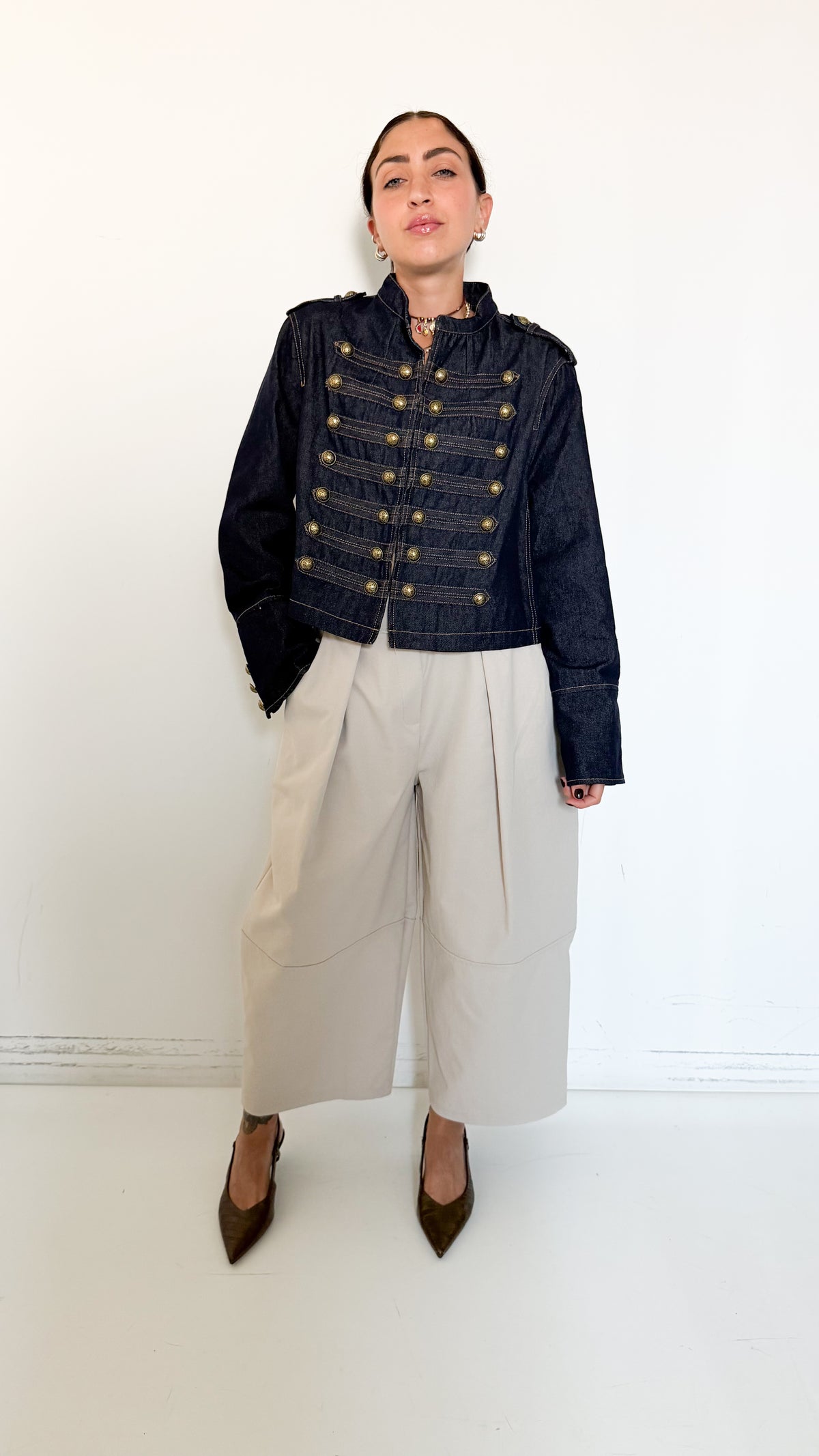 Pantaloni Panna Cropped Barrel