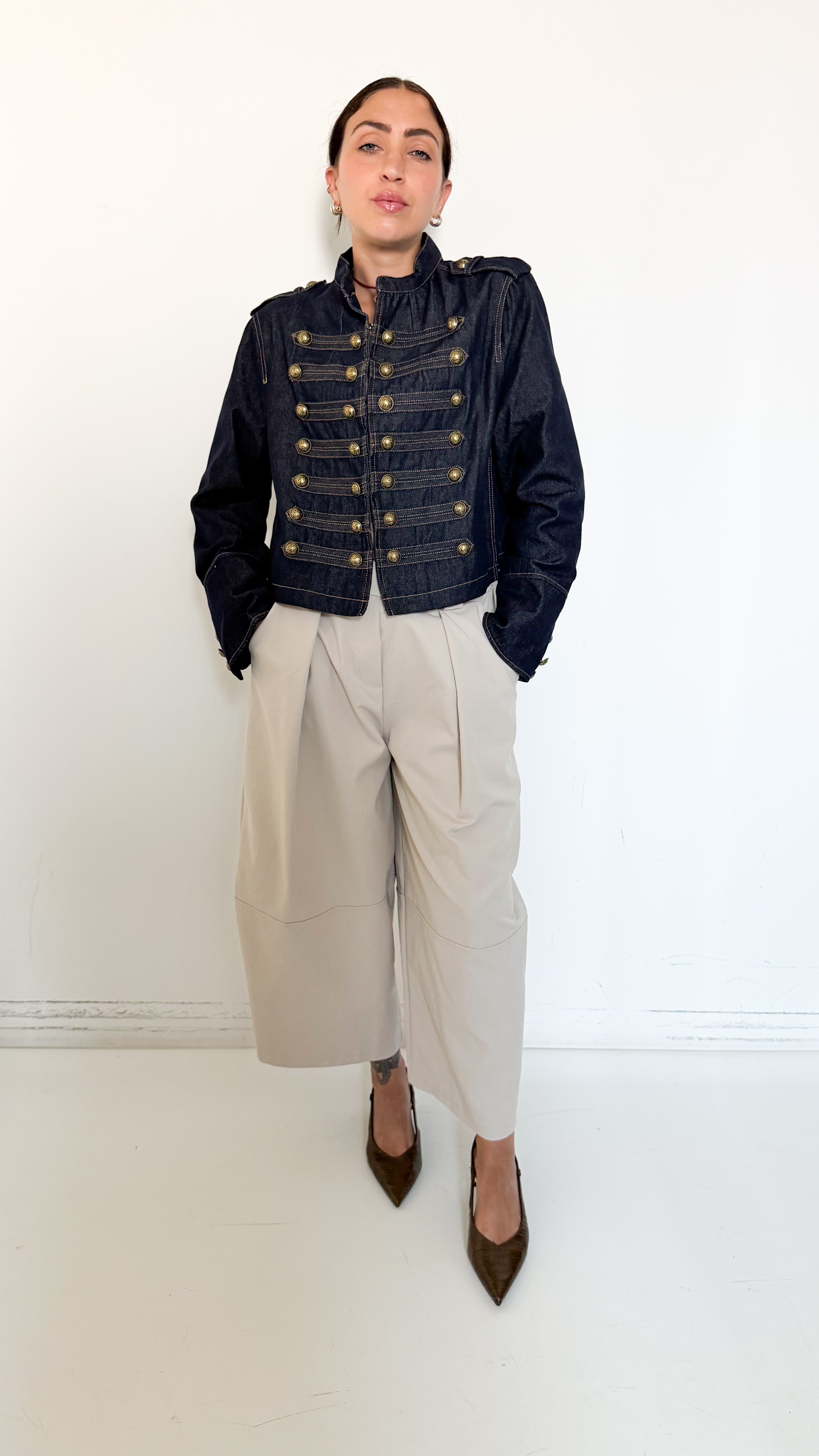 Pantaloni Panna Cropped Barrel