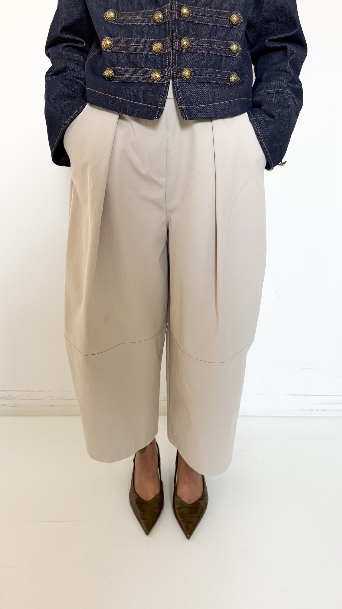Pantaloni Panna Cropped Barrel